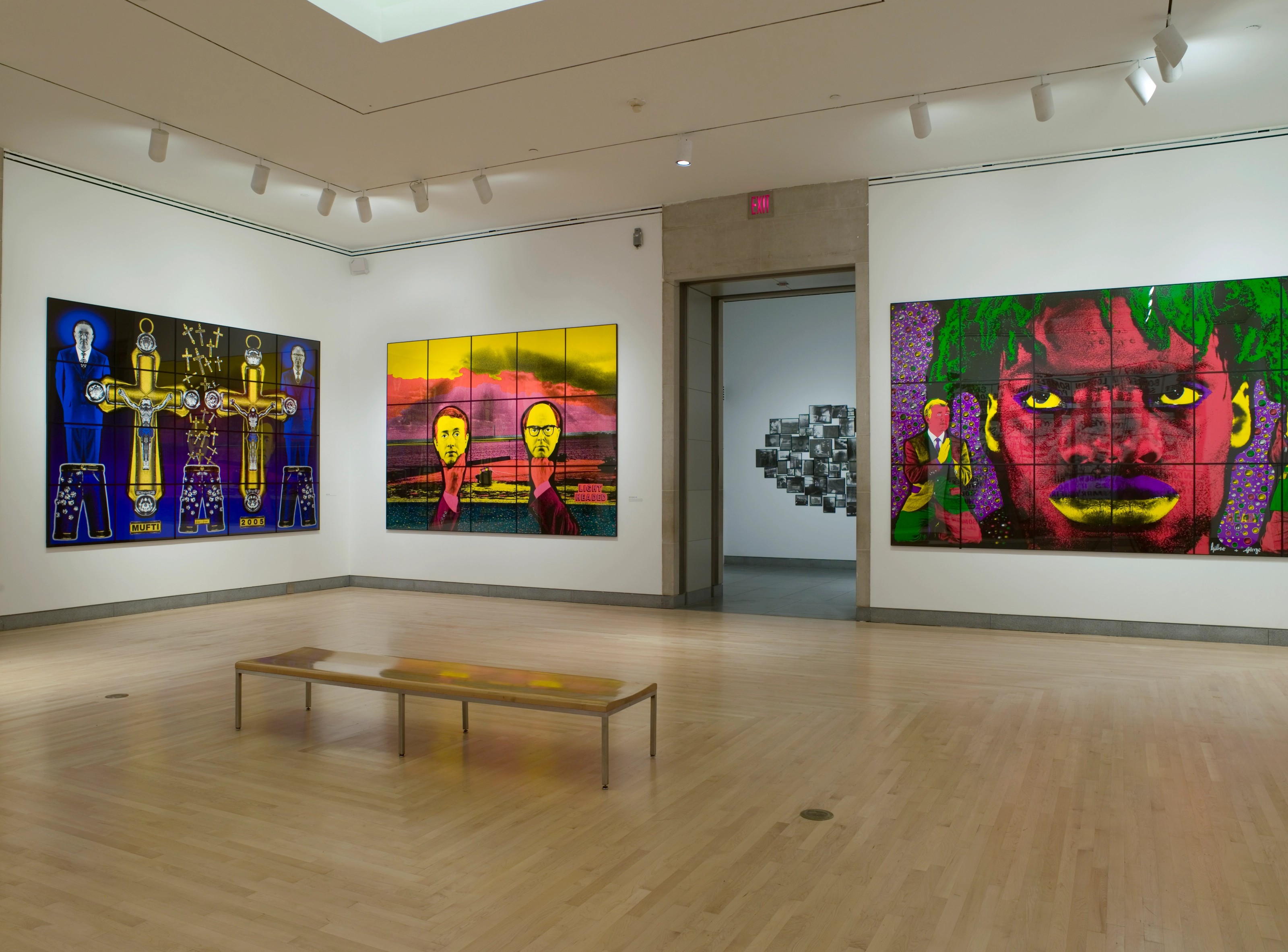 Installation view of Gilbert & George at The Brooklyn Museum