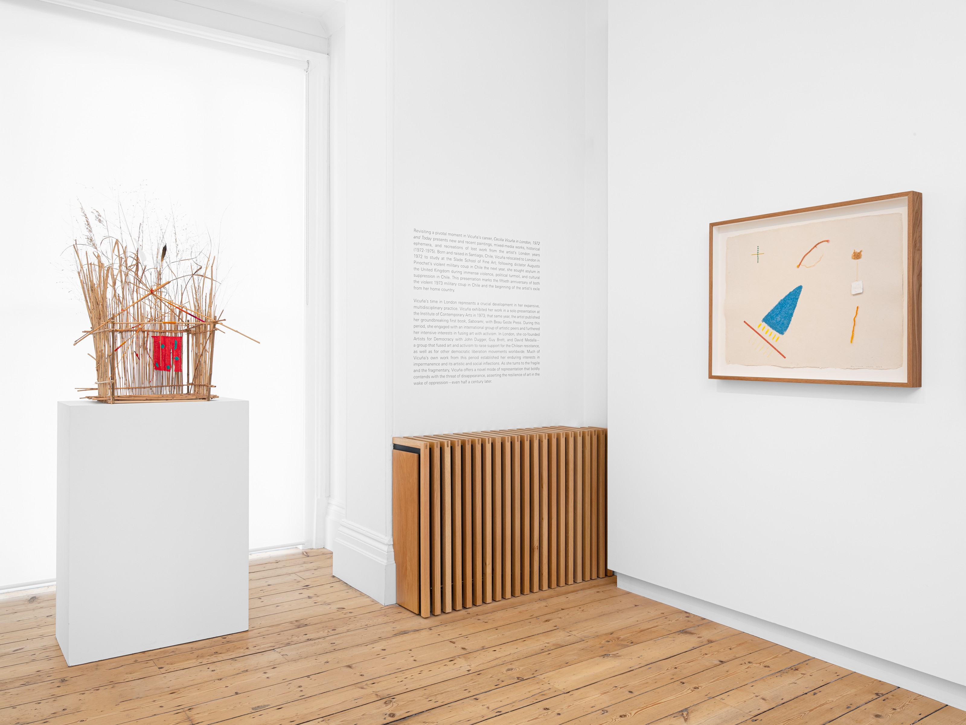 Installation view of Cecilia Vicuña at Lehmann Maupin London