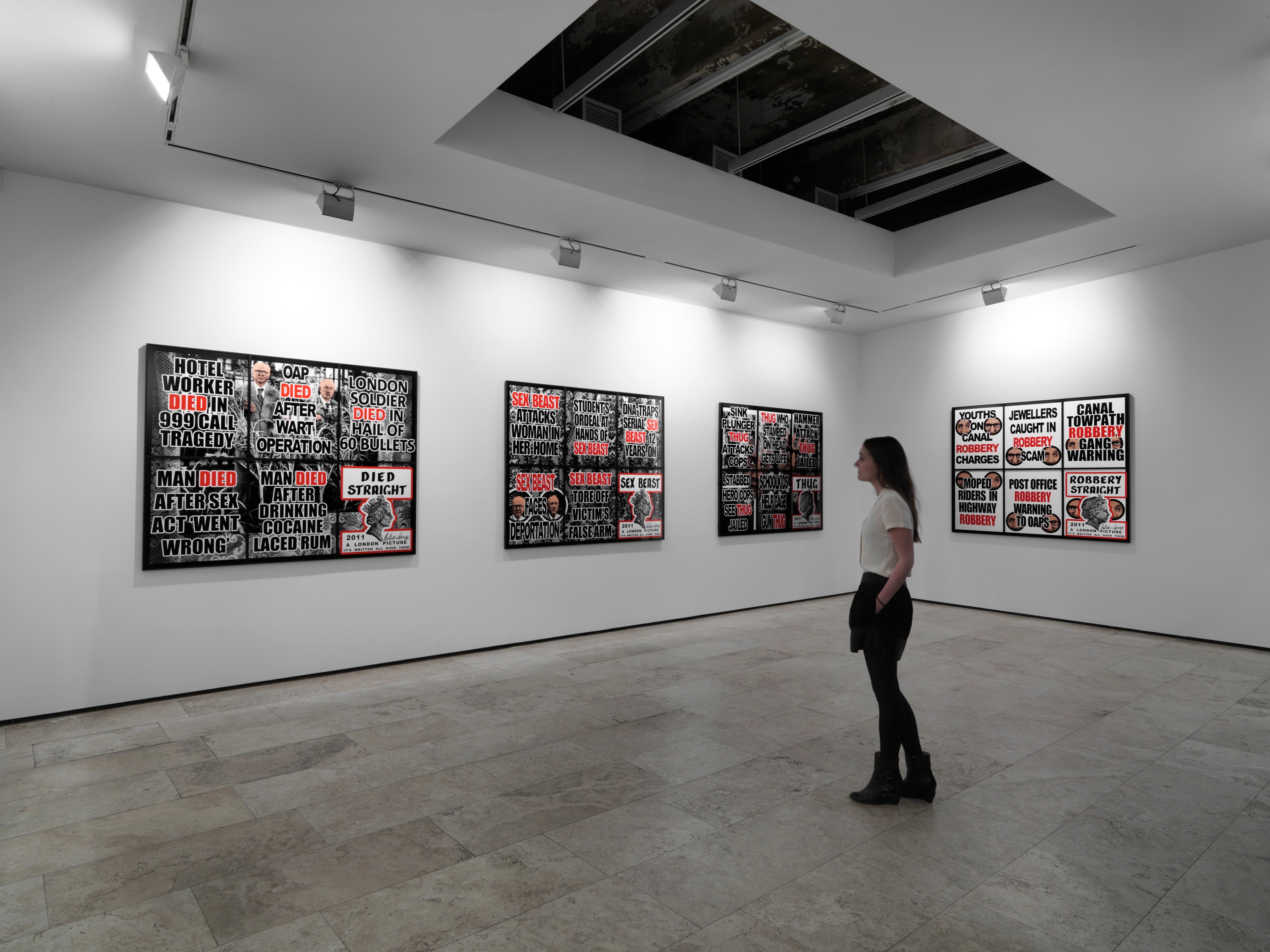 Installation view of London Pictures at Lehmann Maupin New York