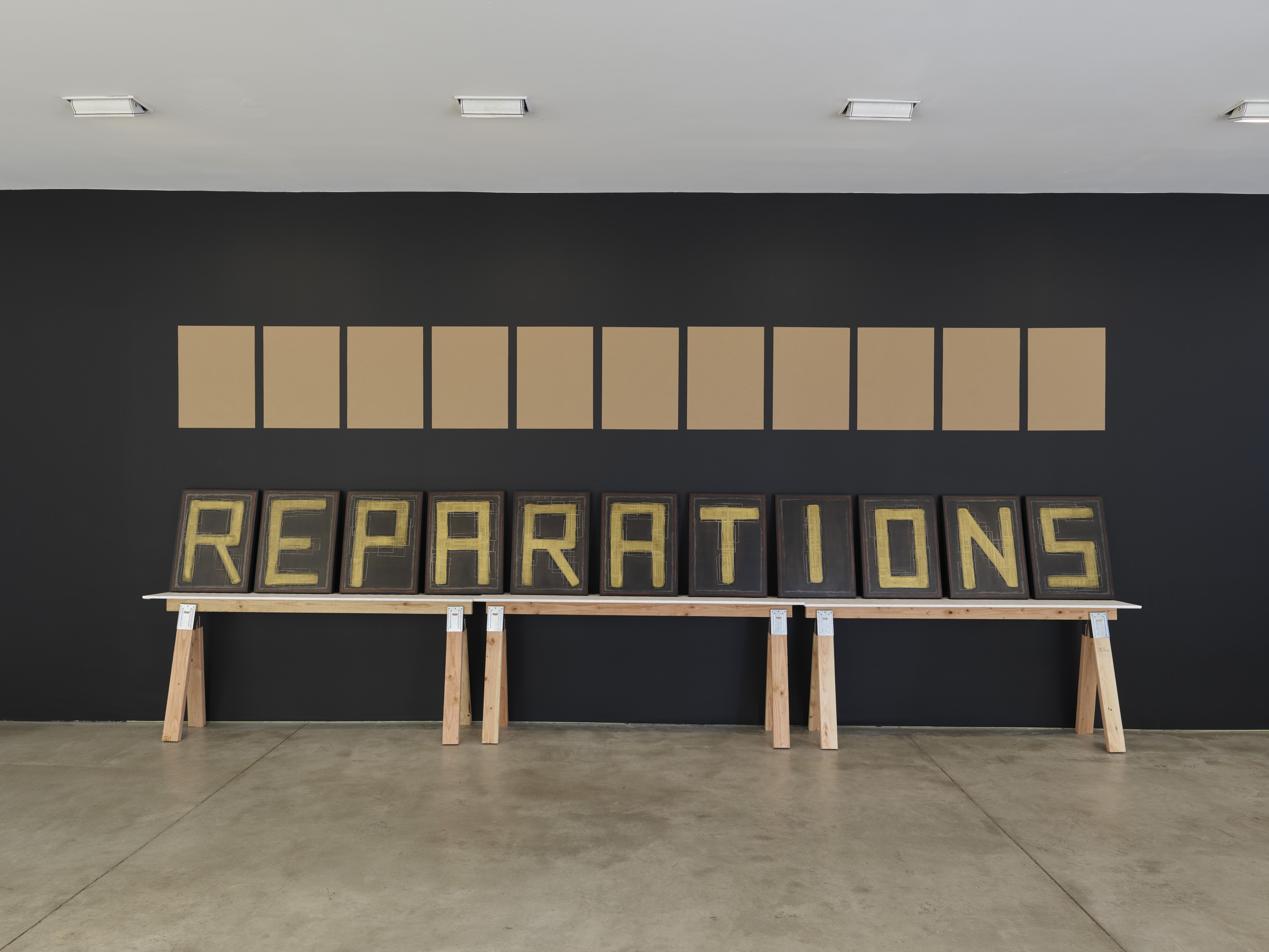 Installation view of Nari Ward at Lehmann Maupin New York