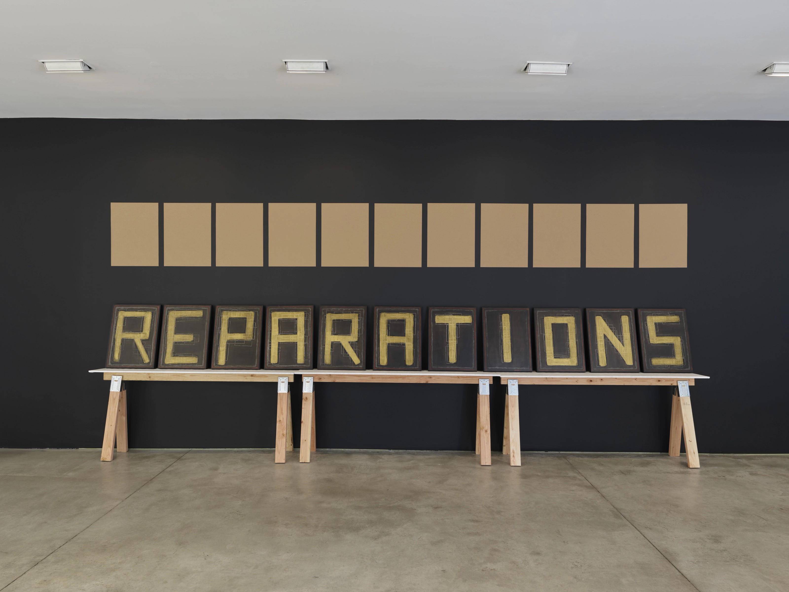 Installation view of Nari Ward at Lehmann Maupin New York