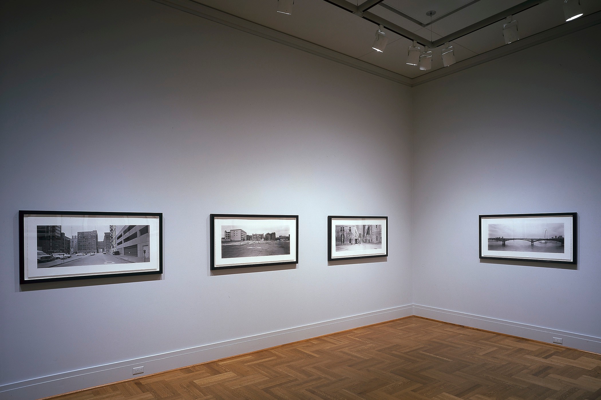 Installation view of in between here and there at Saint Louis Art Museum