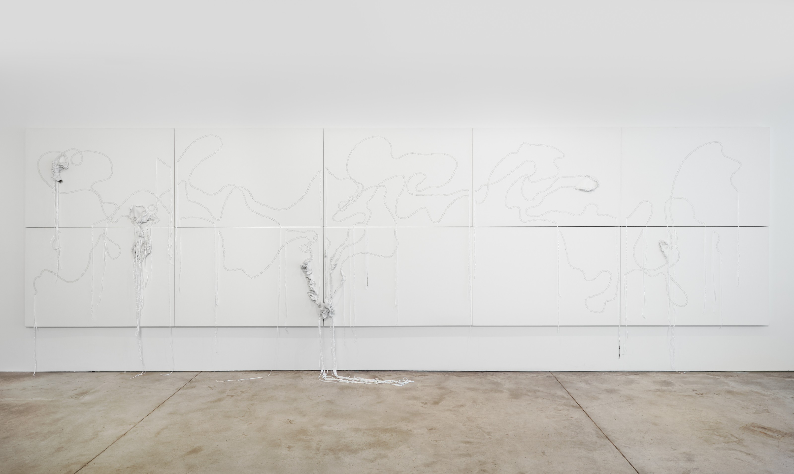Installation view of Nicholas Hlobo at Lehmann Maupin New York