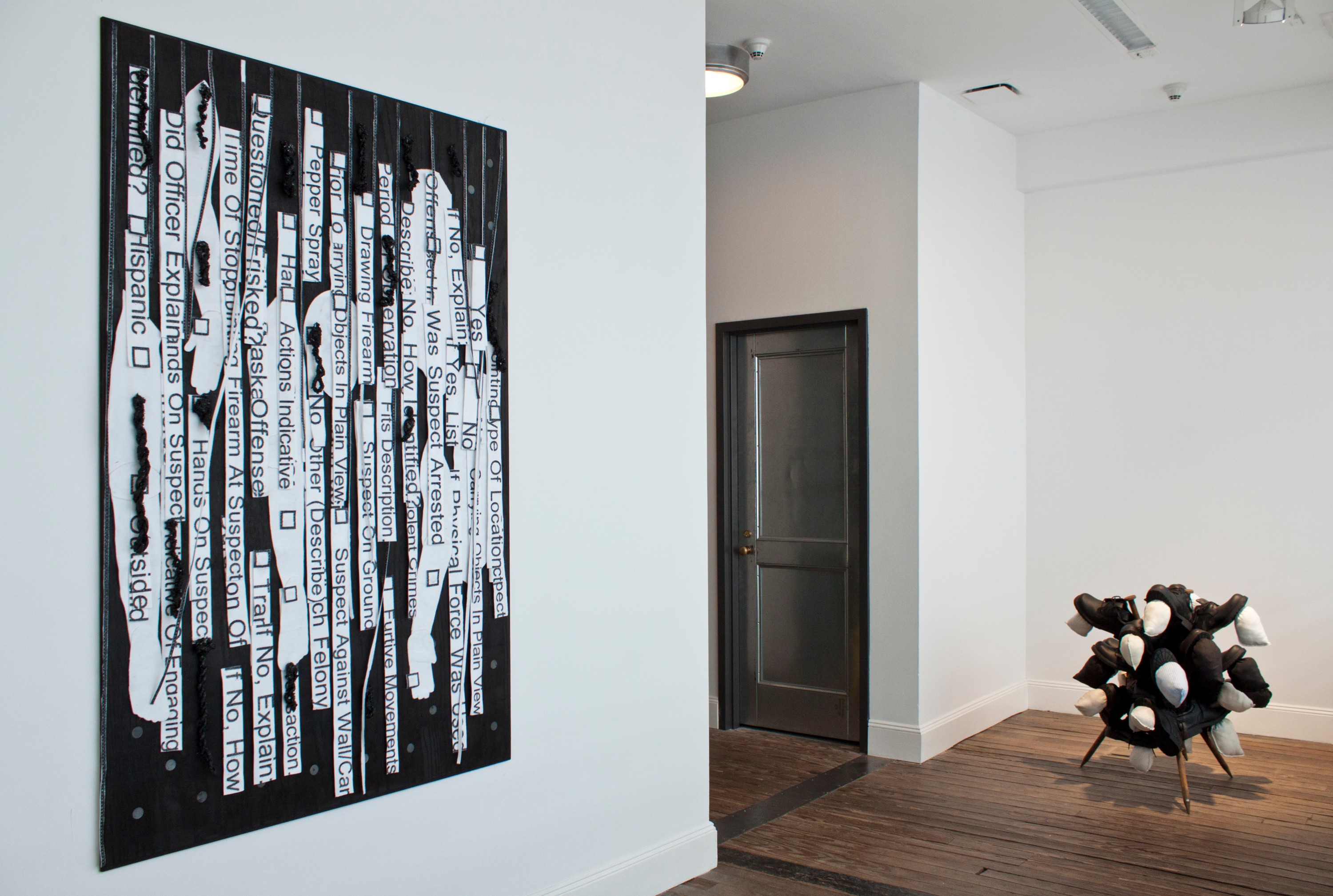 Installation view of Liberty and Orders at Lehmann Maupin New York