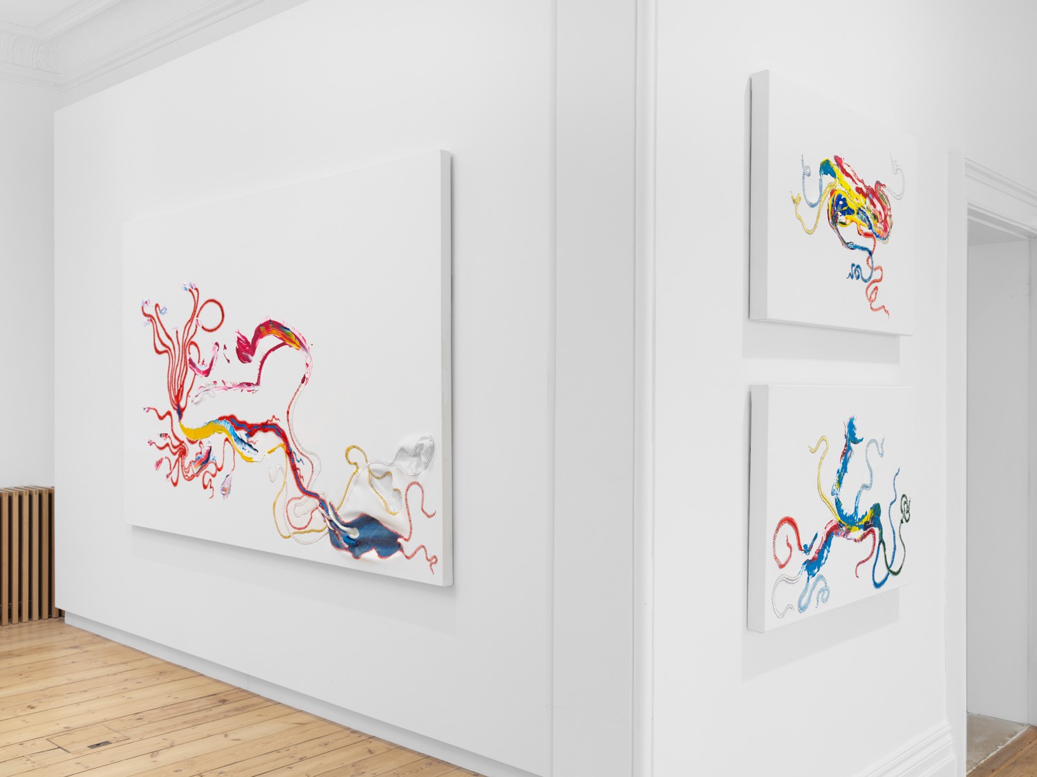 Installation view of Nicholas Hlobo at Lehmann Maupin London