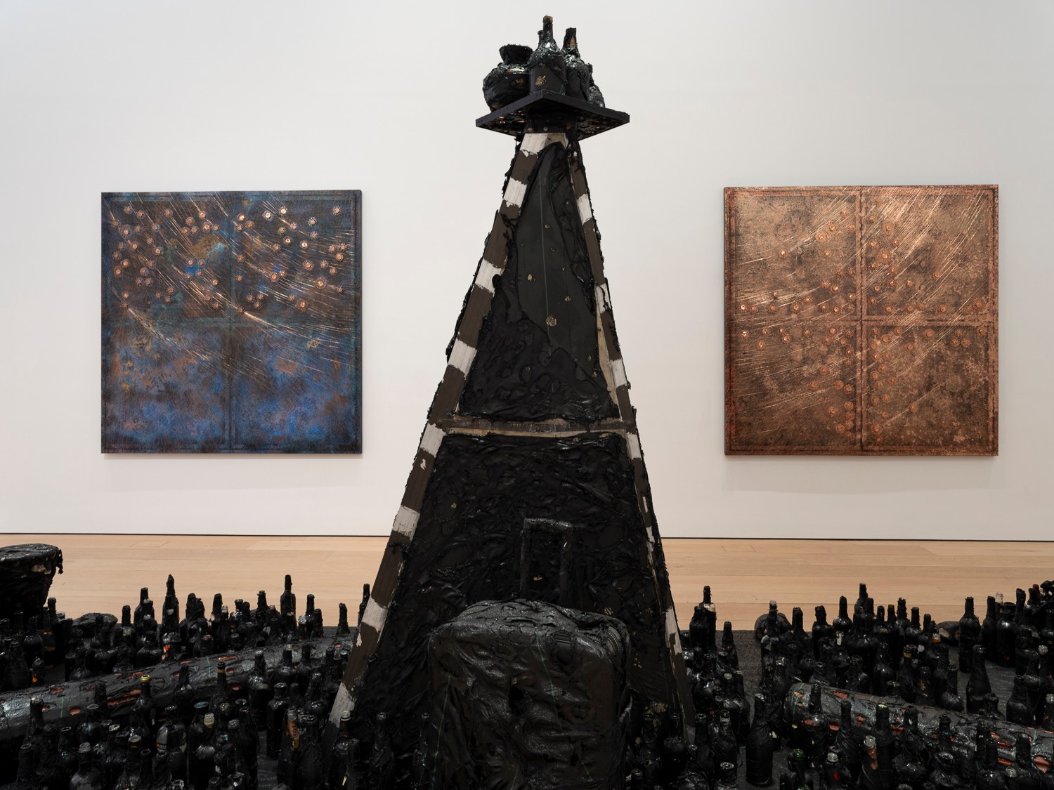 Installation view of Nari Ward at Lehmann Maupin New York