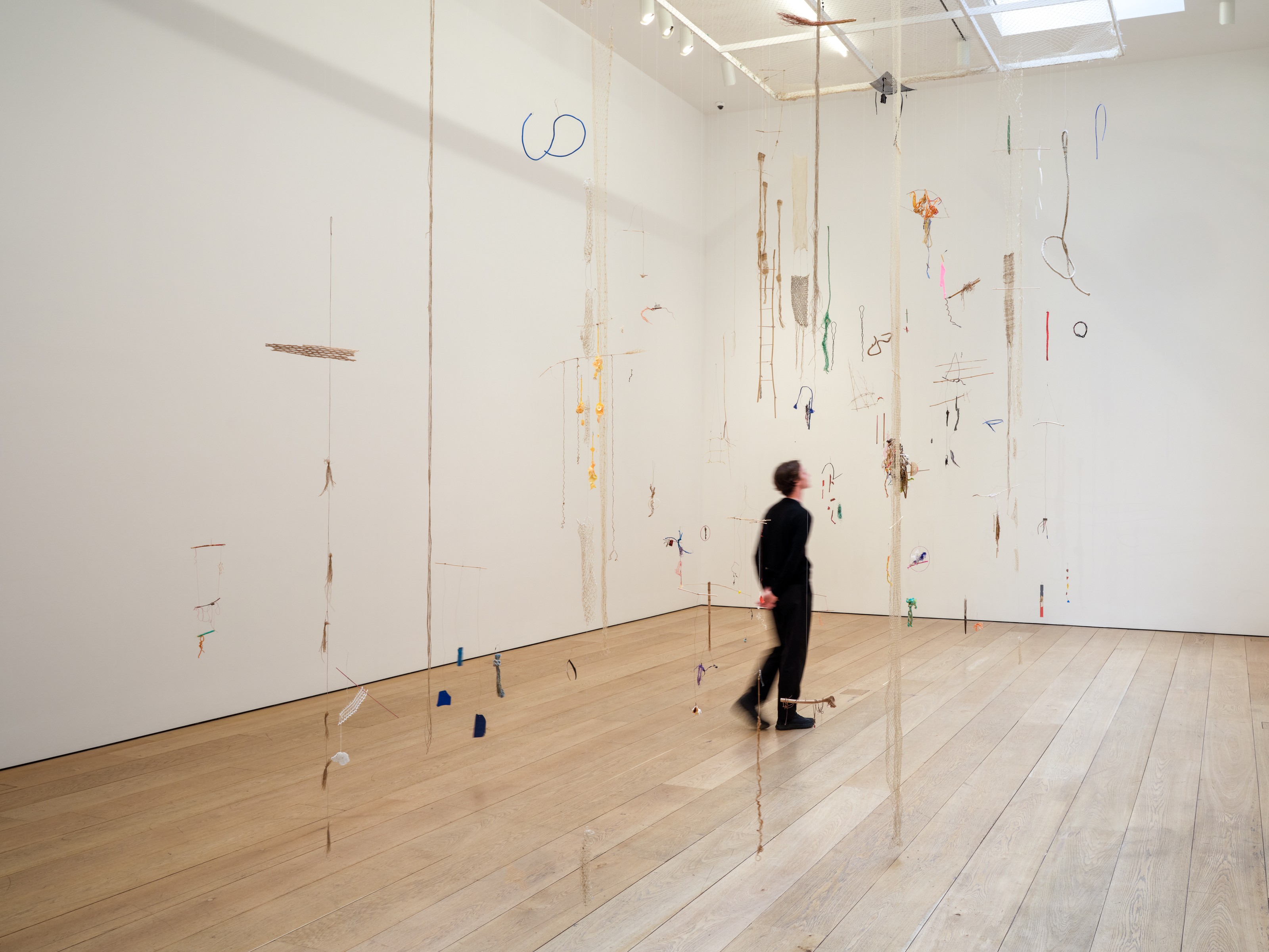 Installation view of Cecilia Vicuña at Lehmann Maupin New York