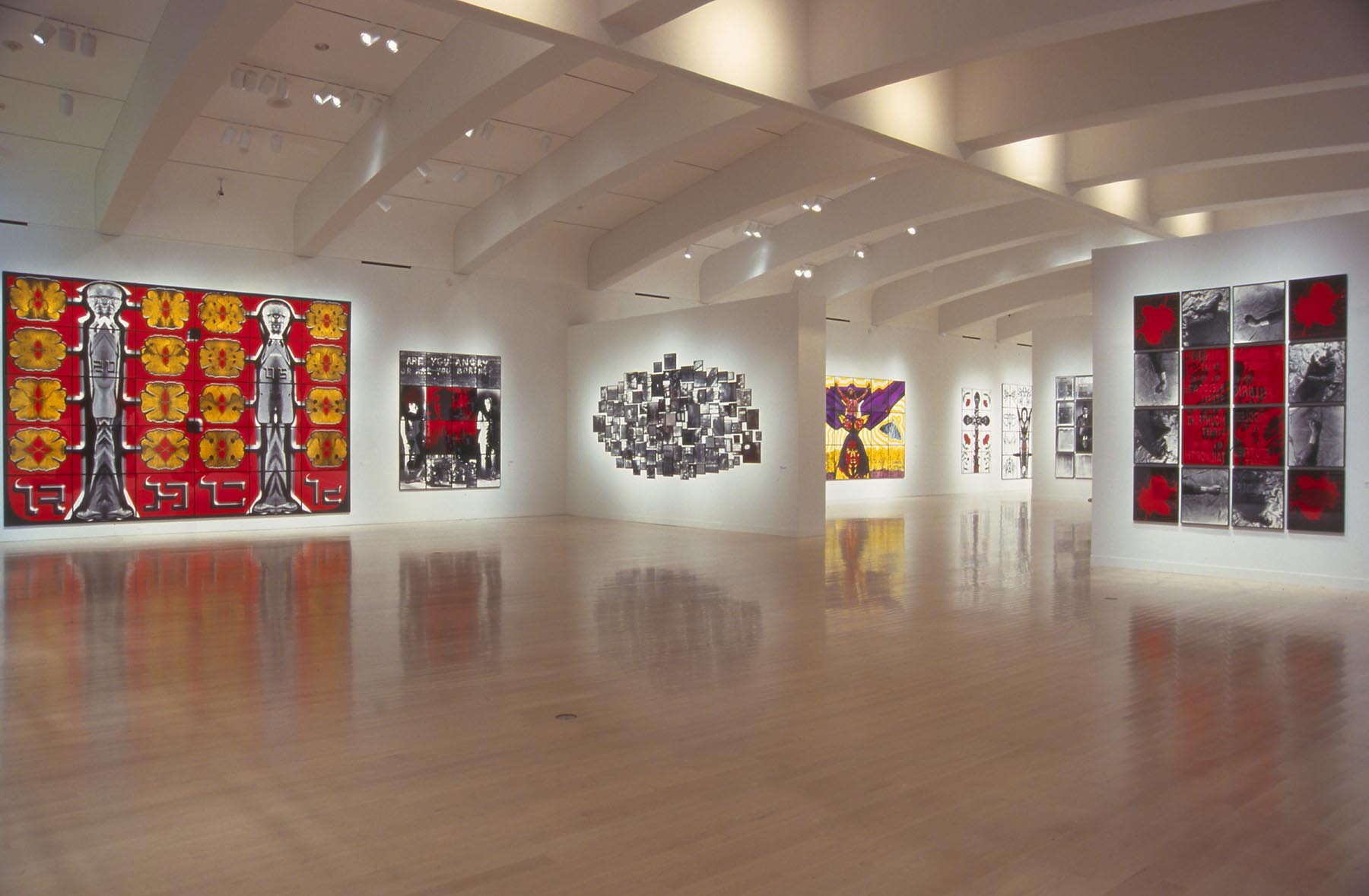 Installation view of Gilbert & George: Major Exhibition at Milwaukee Art Museum