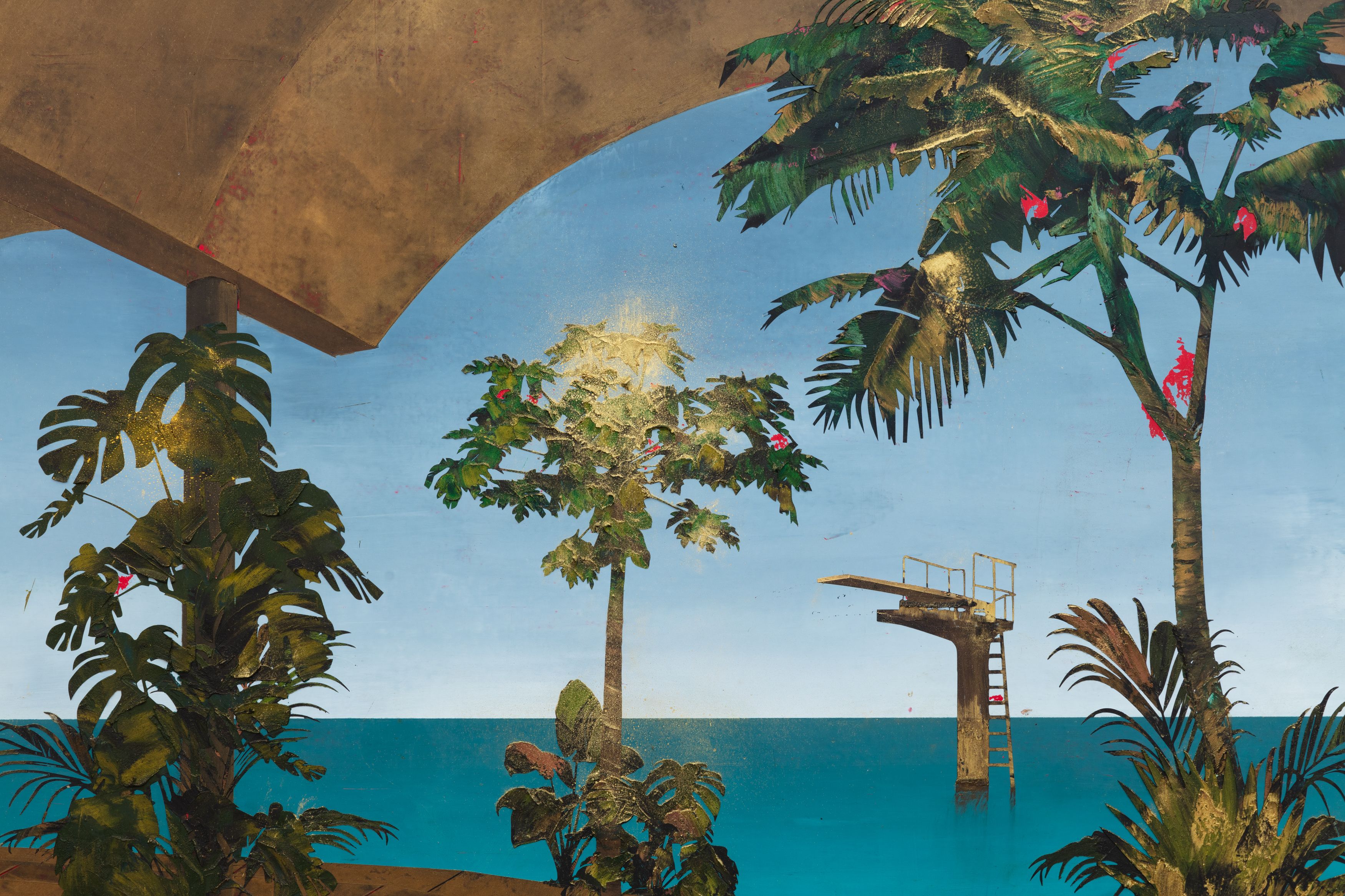 Detail of painting by Rogelio Báez Vega