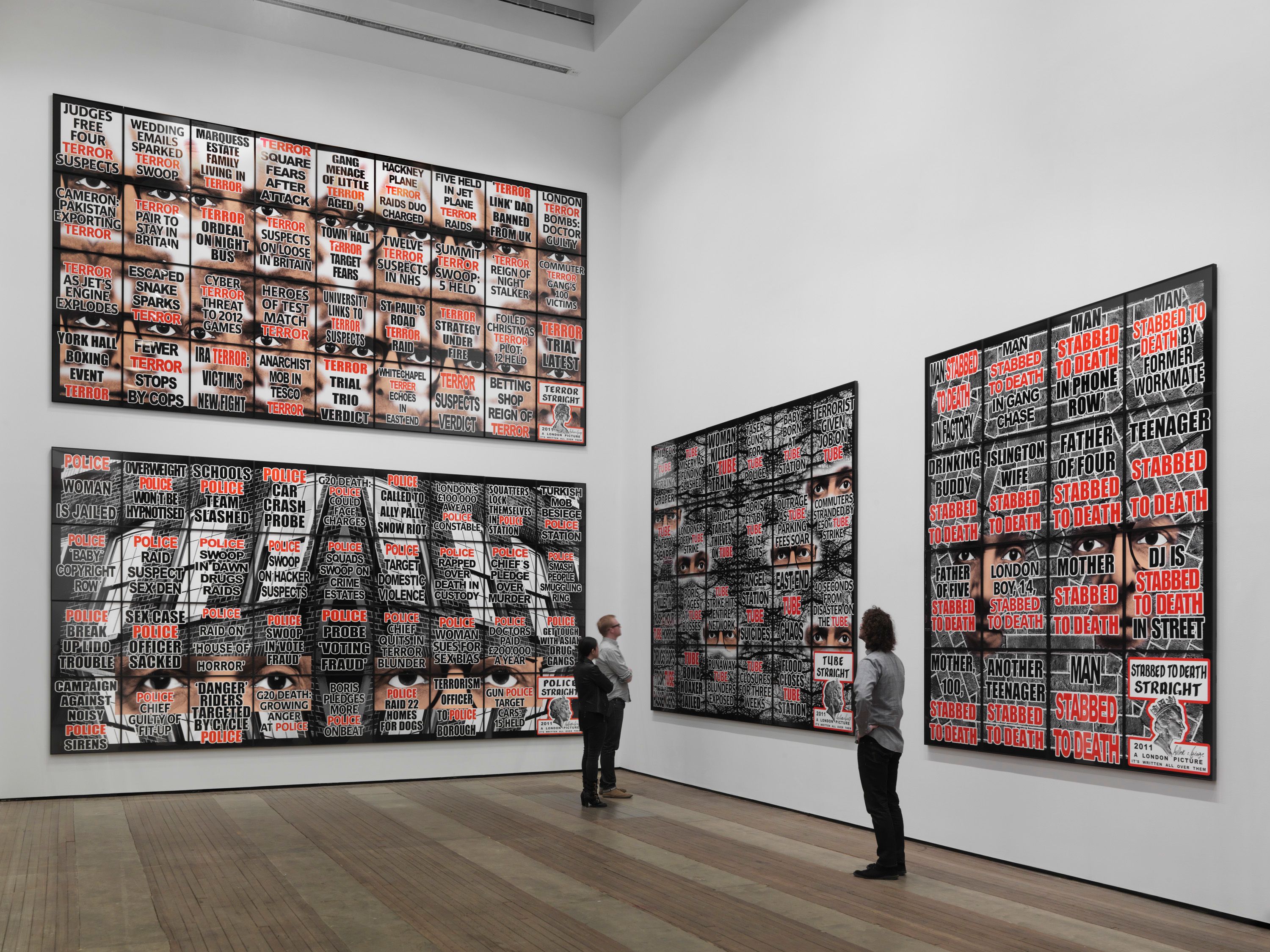 Installation view of London Pictures at Lehmann Maupin New York
