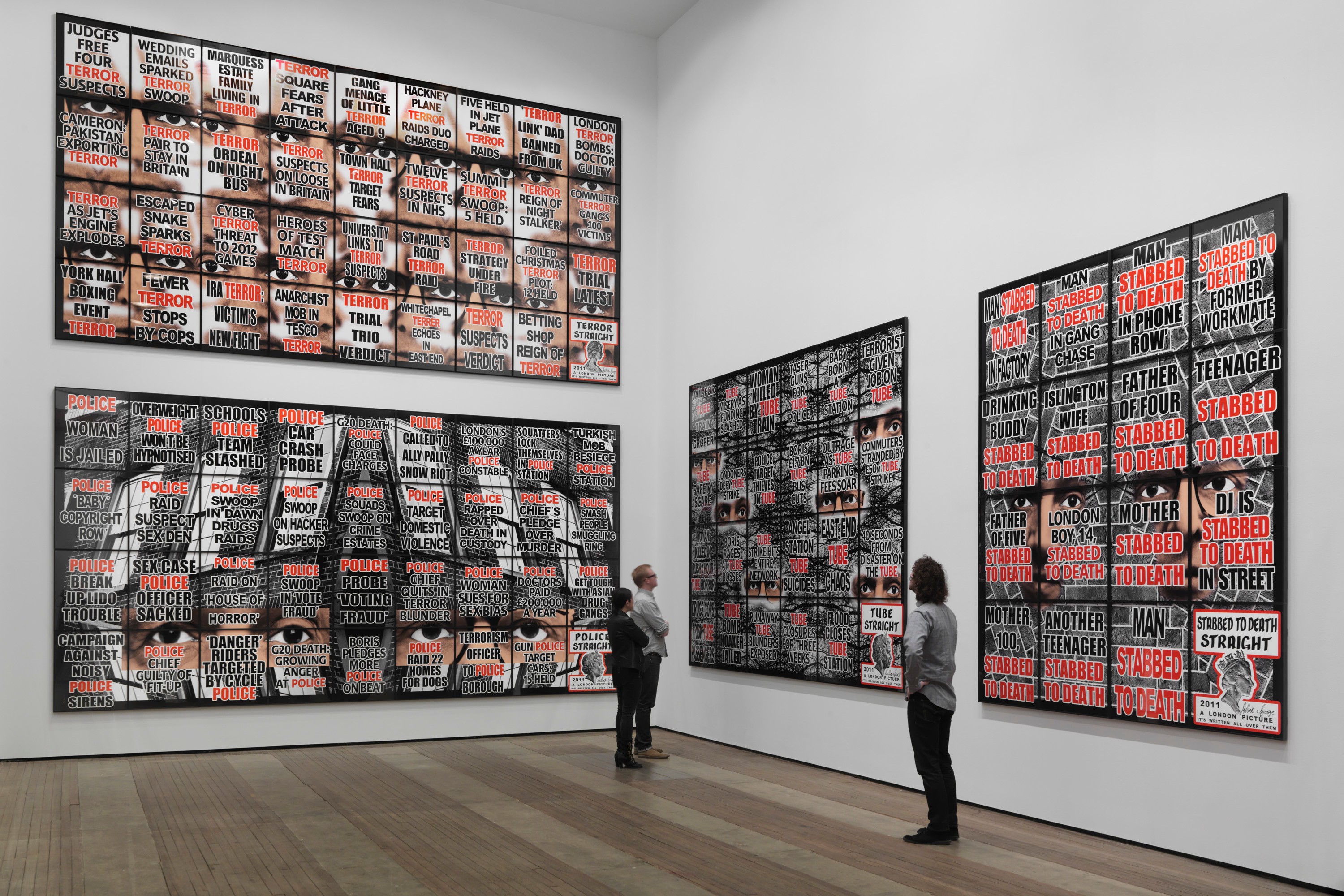Installation view of London Pictures at Lehmann Maupin New York