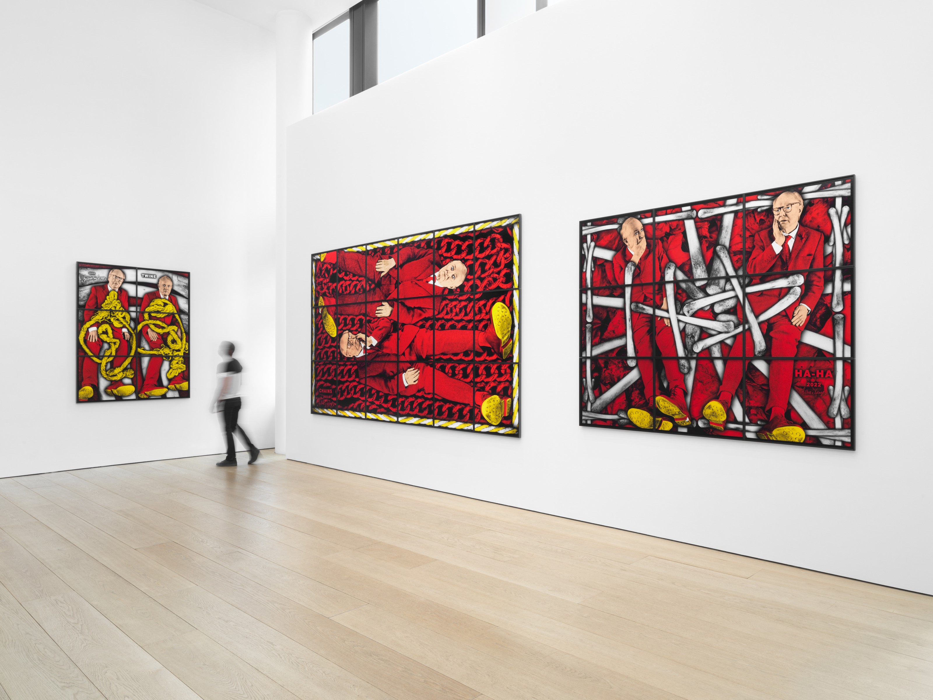 Installation view of Gilbert & George at Lehmann Maupin New York