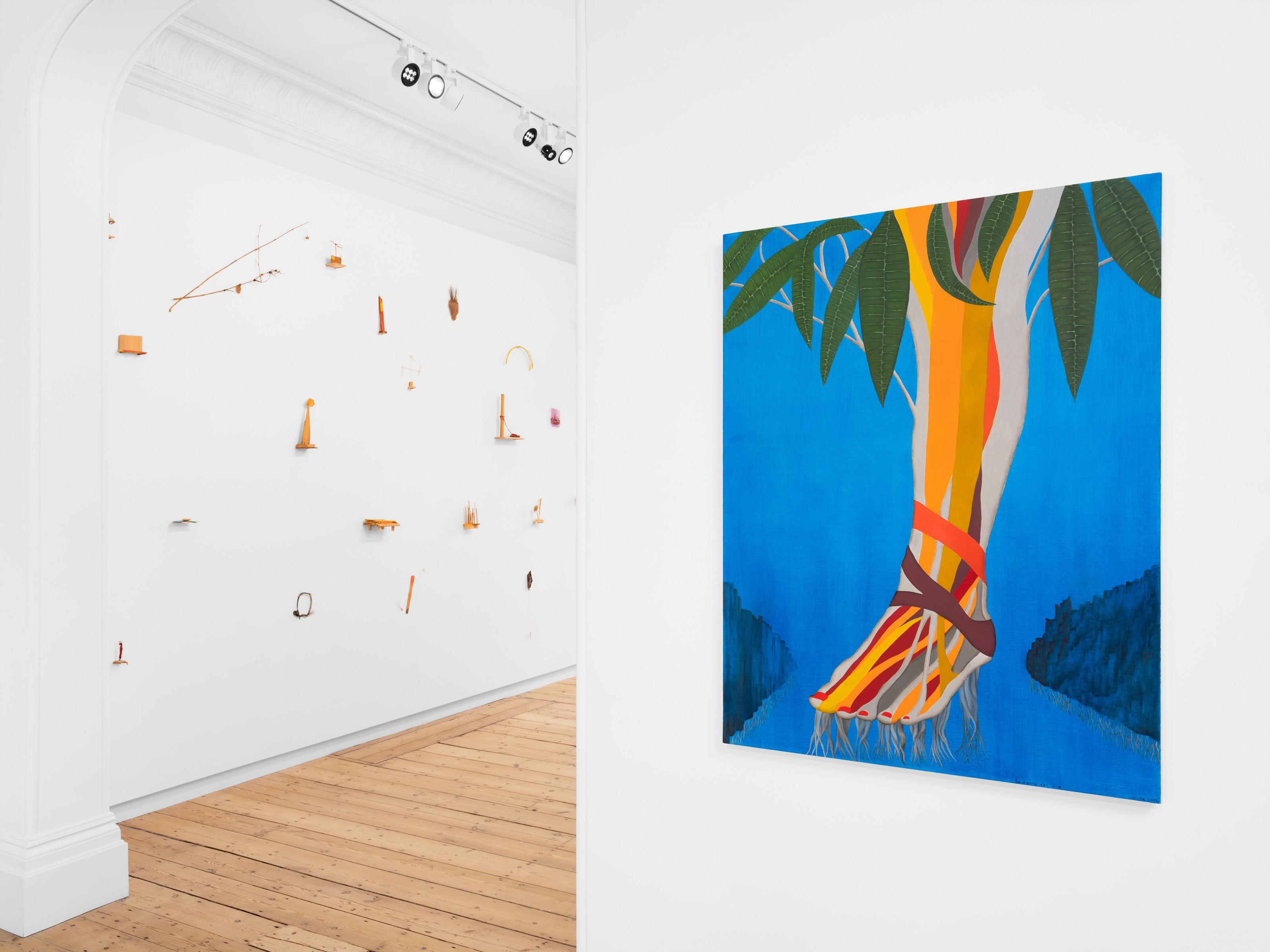 Installation view of Cecilia Vicuña at Lehmann Maupin London
