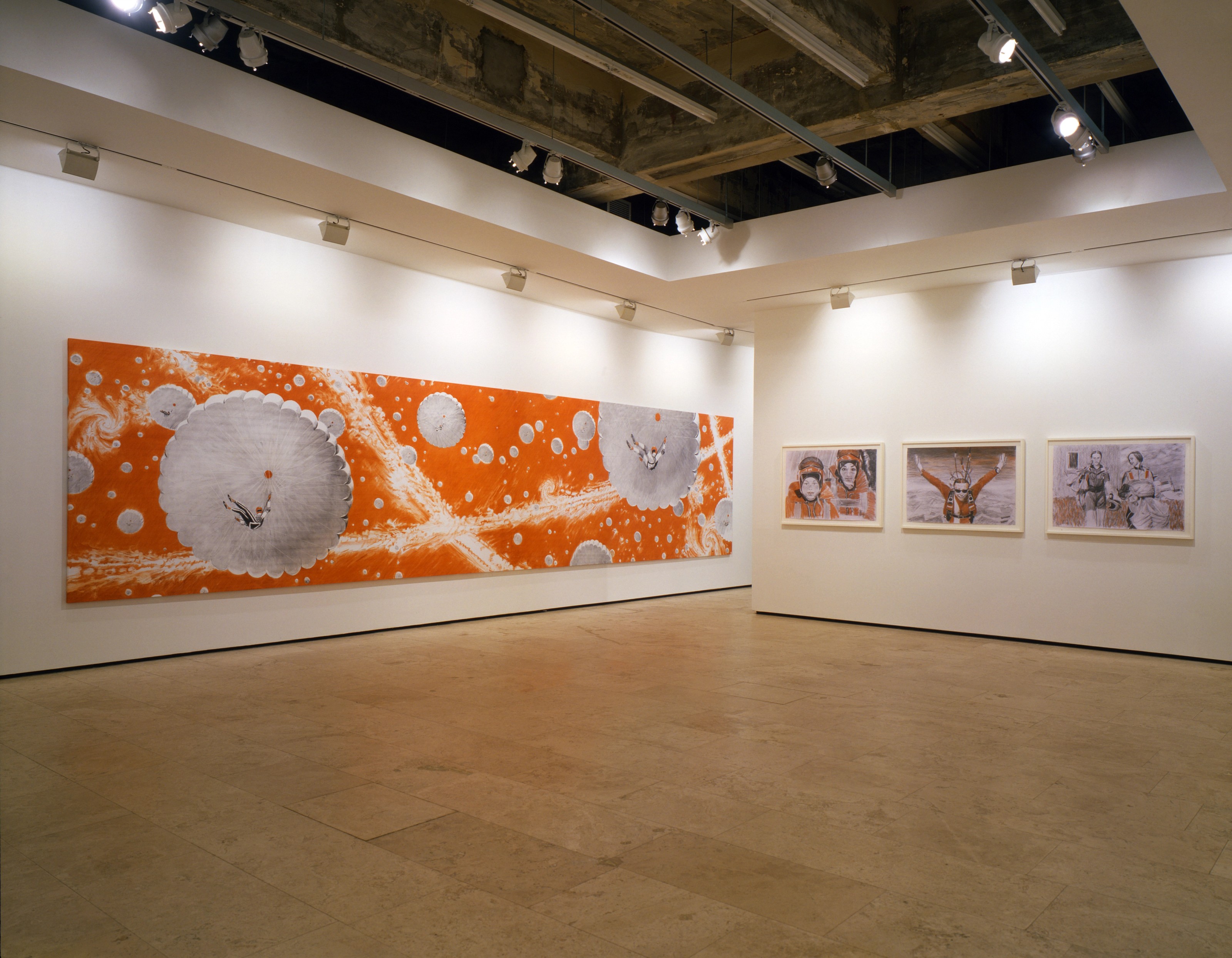 Installation view of Chechen Women's Team of Parachute Jumping and Its Virtual Fans at Lehmann Maupin New York