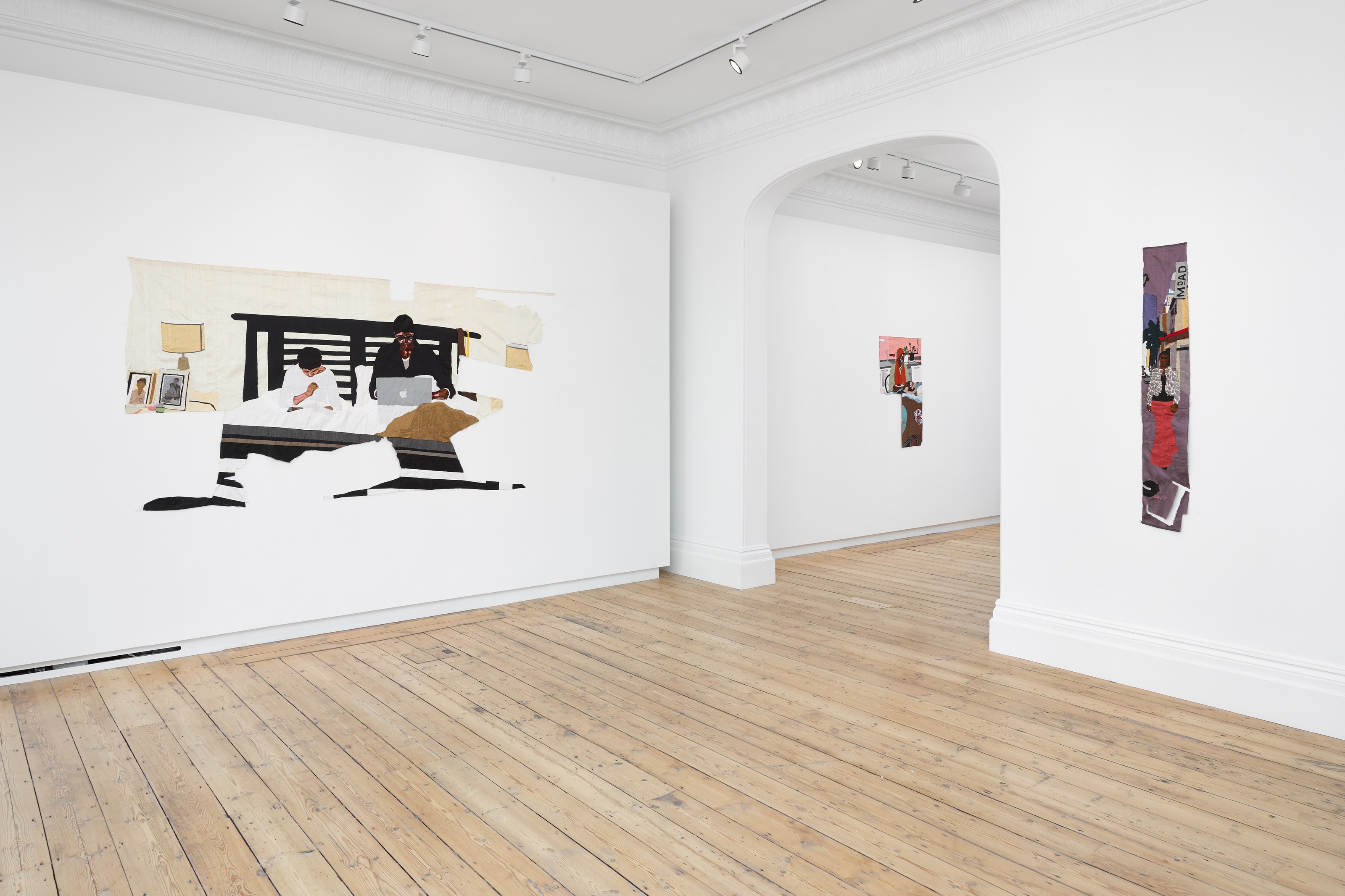 Installation view of Billie Zangewa at Lehmann Maupin London