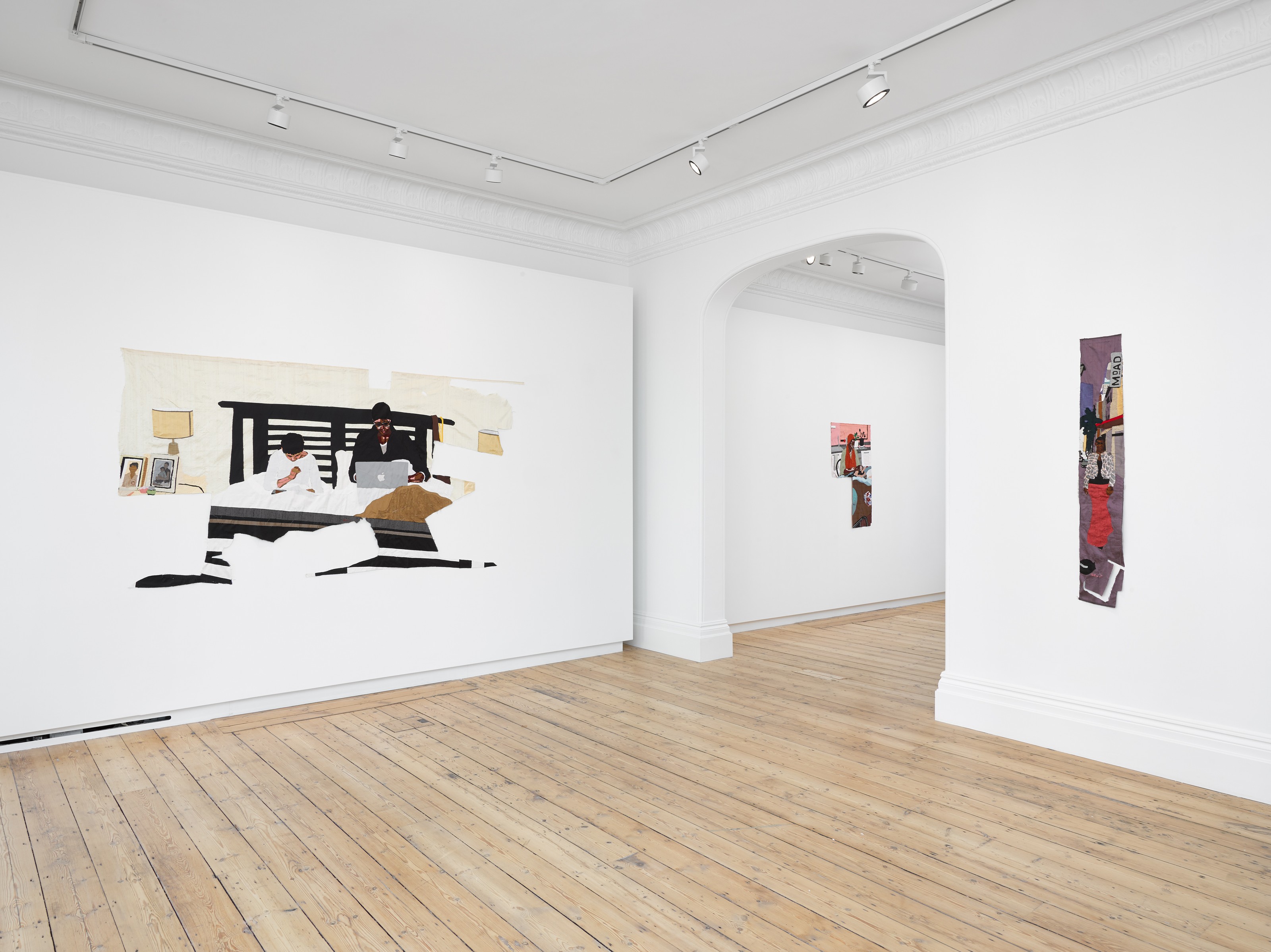 Installation view of Billie Zangewa at Lehmann Maupin London