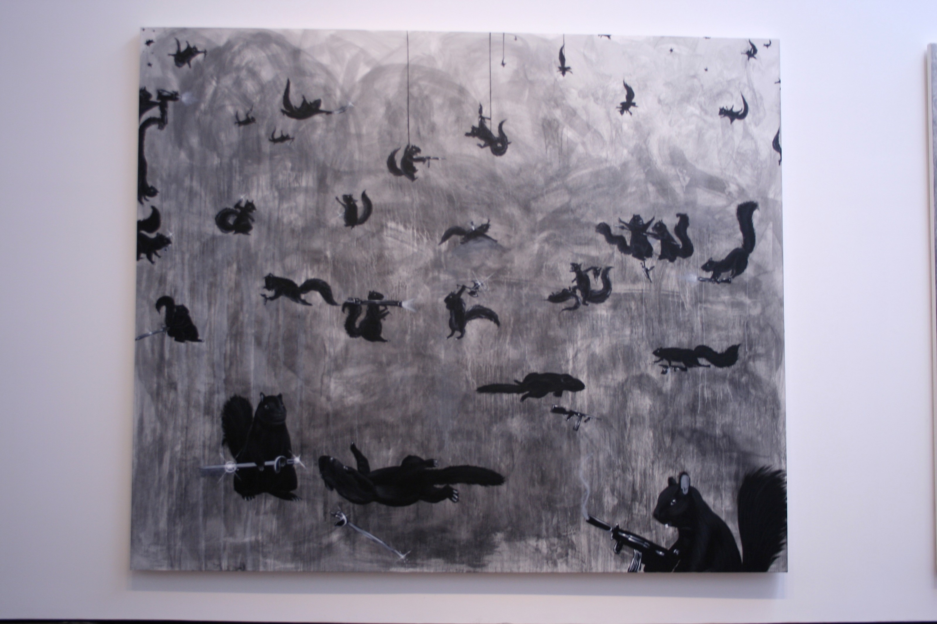 Installation view of Black Squirrel Society at Lehmann Maupin New York