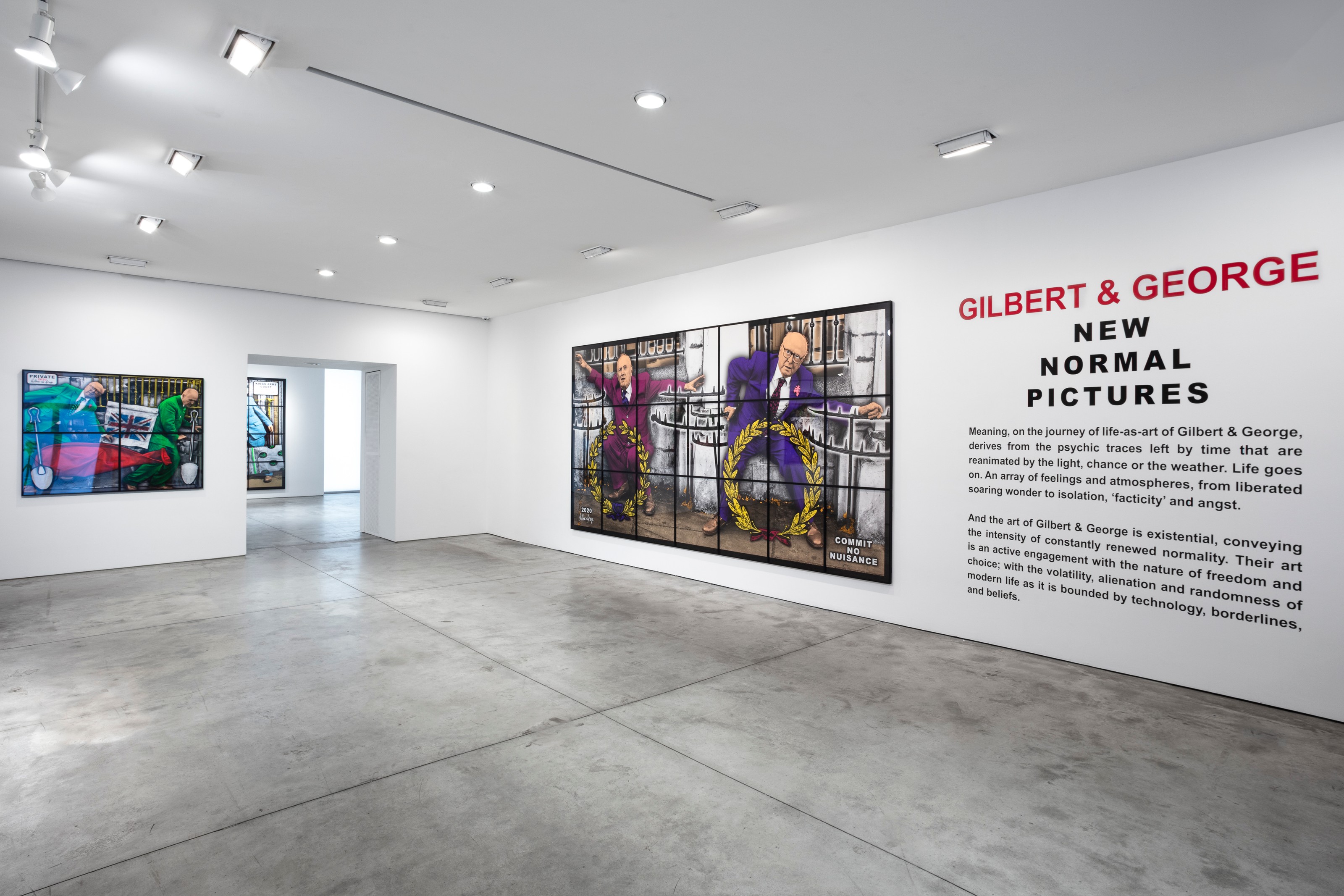 Installation view of Gilbert & George at Lehmann Maupin New York