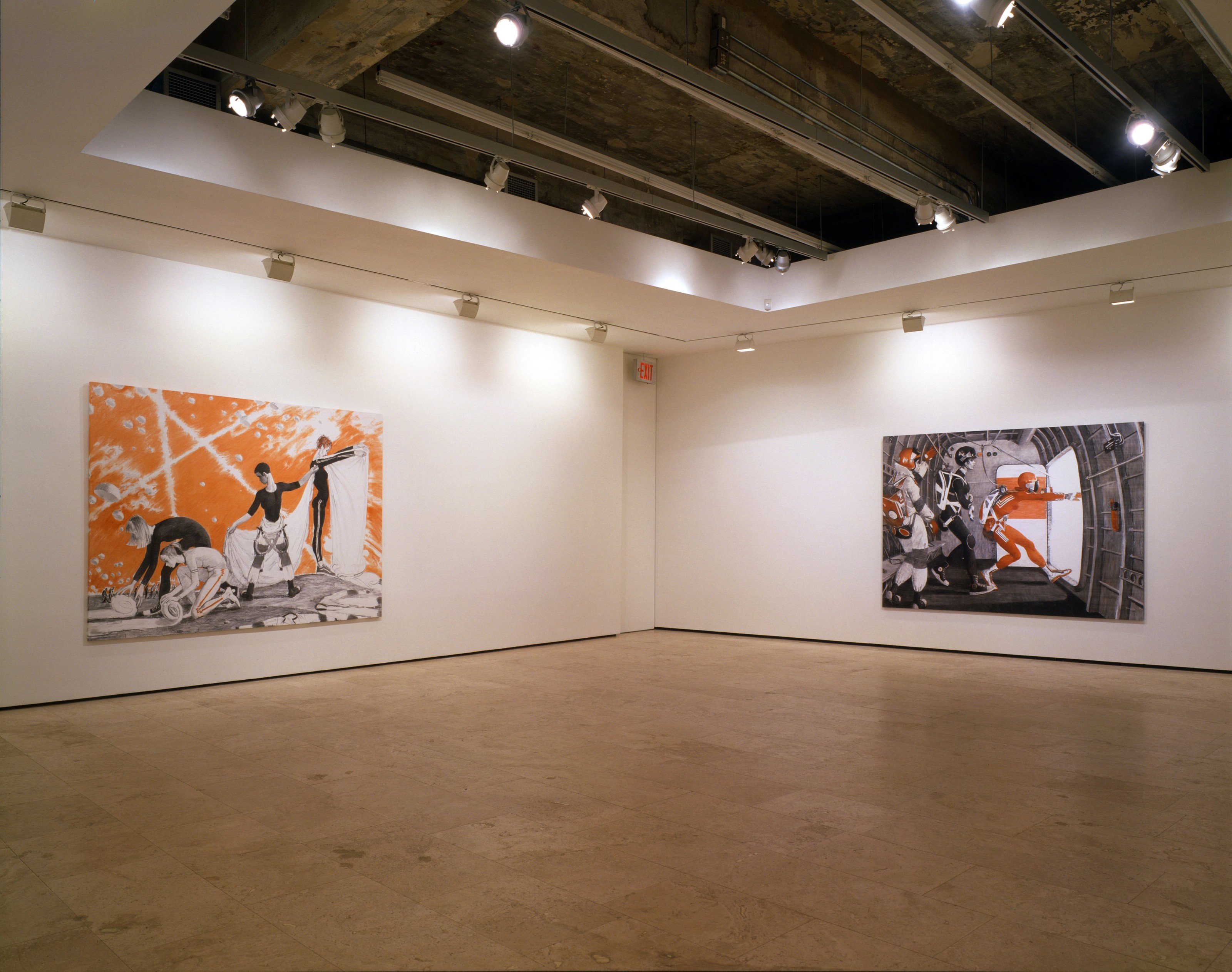Installation view of Chechen Women's Team of Parachute Jumping and Its Virtual Fans at Lehmann Maupin New York