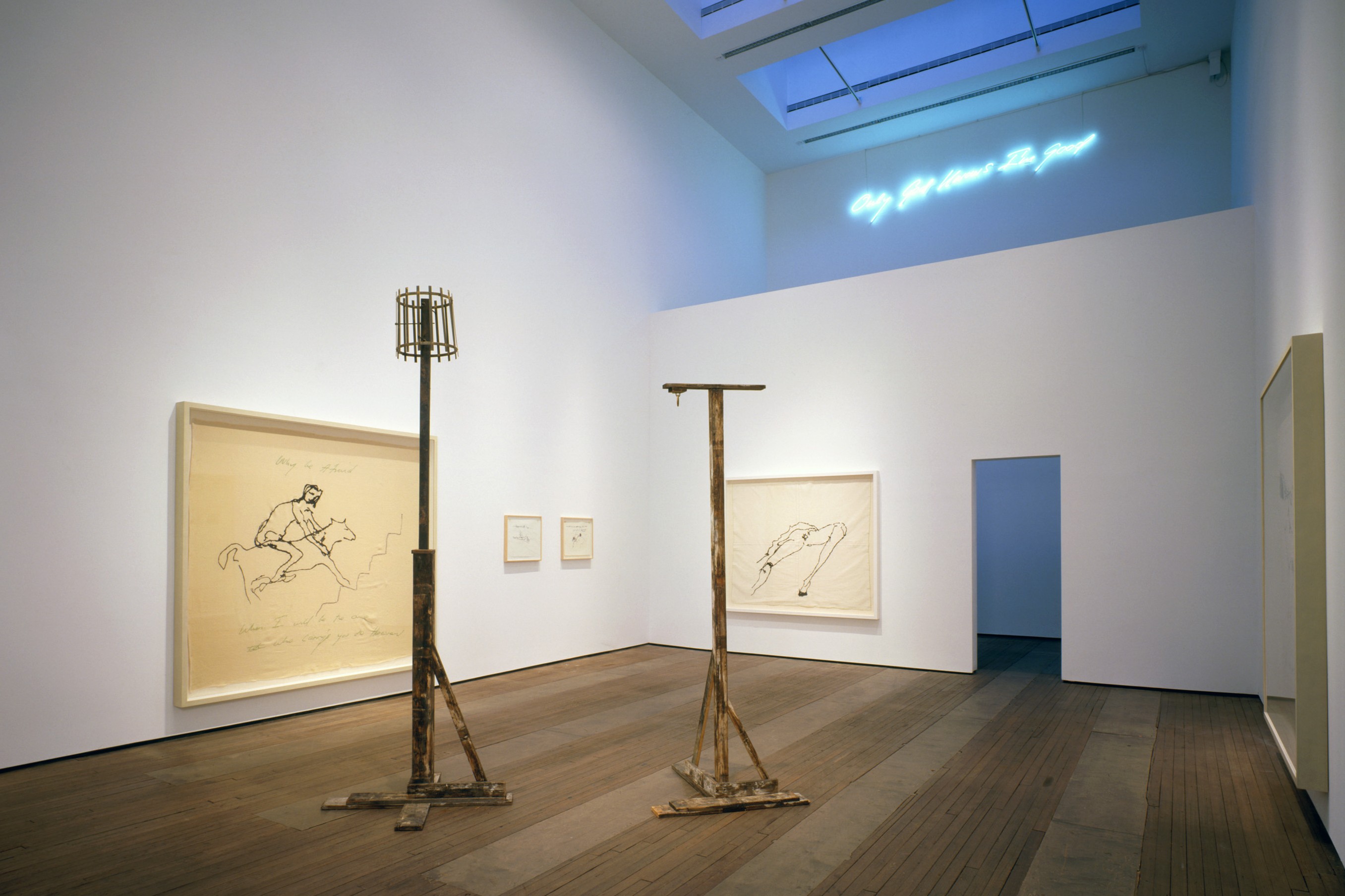 Installation view of Only God Knows I'm Good at Lehmann Maupin New York