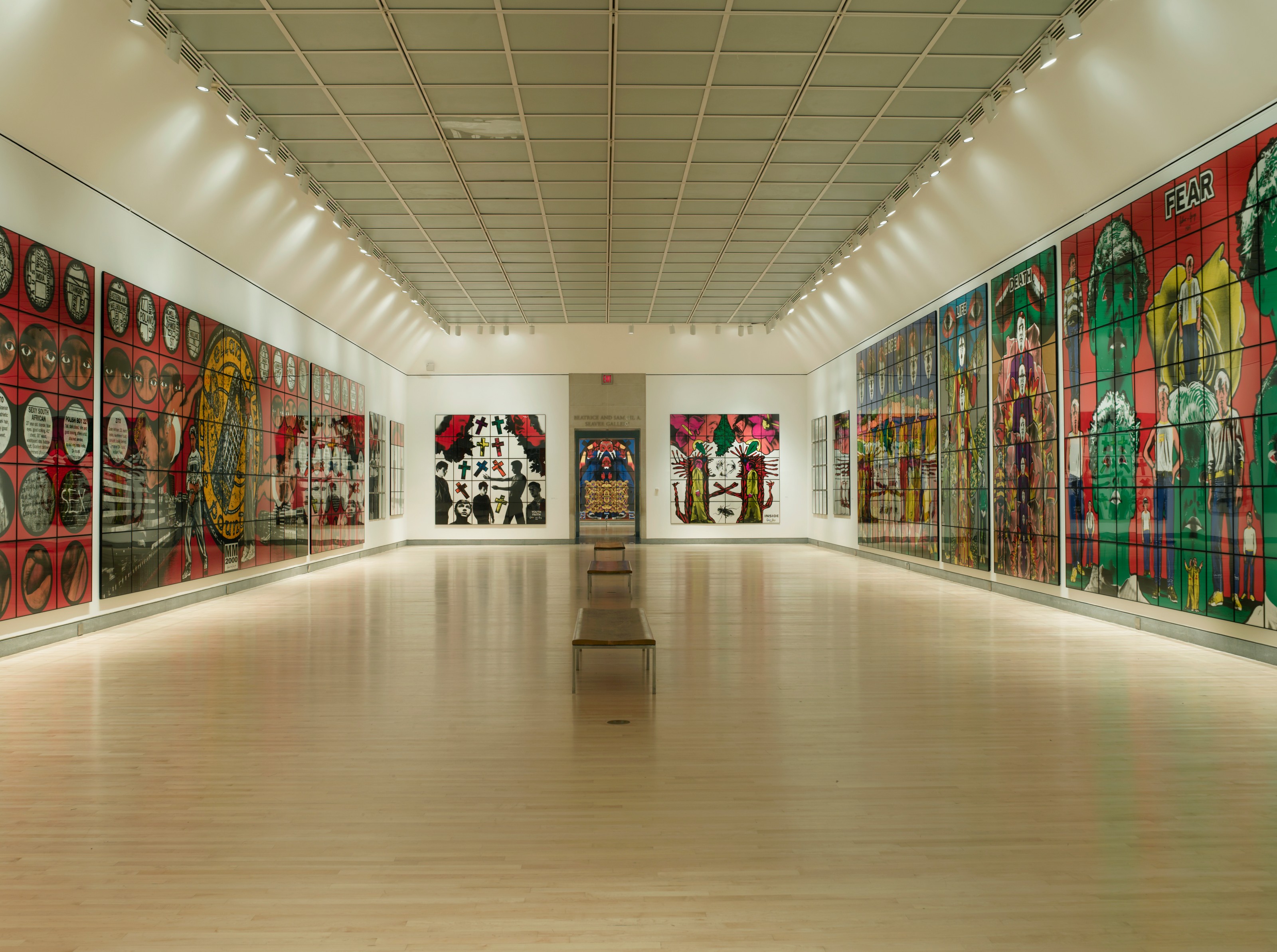 Installation view of Gilbert & George at The Brooklyn Museum