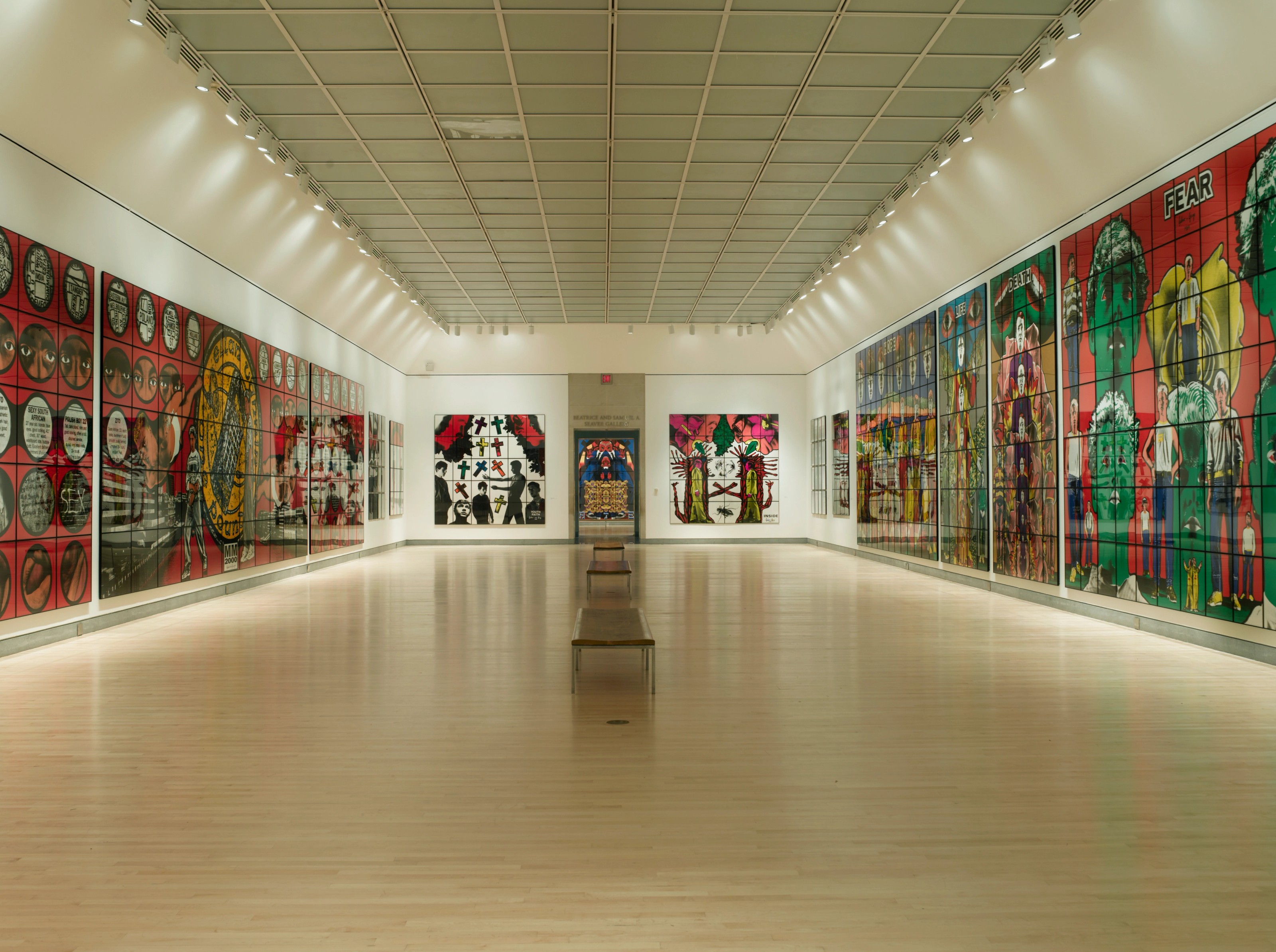 Installation view of Gilbert & George at The Brooklyn Museum