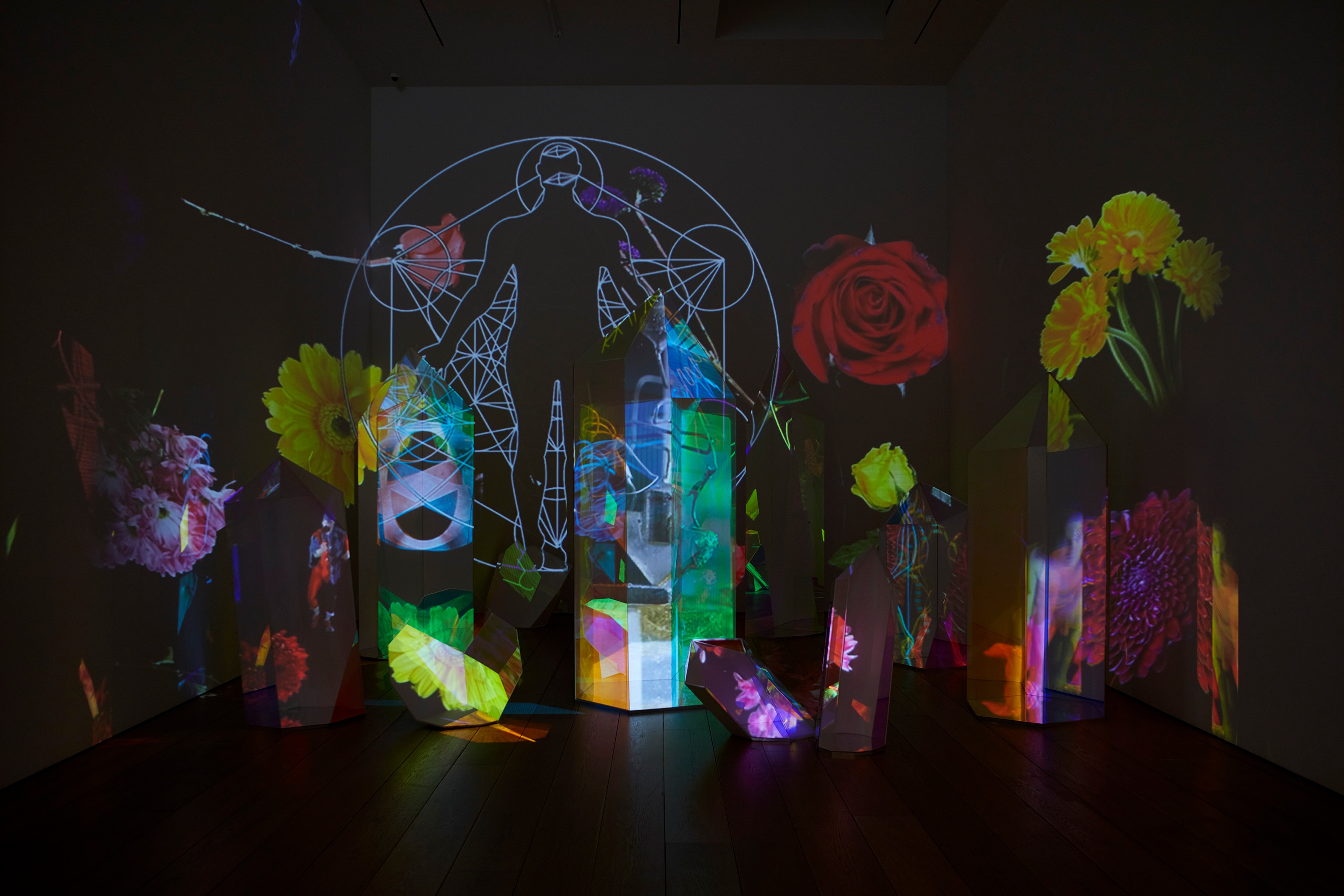 Installation view of Tony Oursler at Lehmann Maupin New York