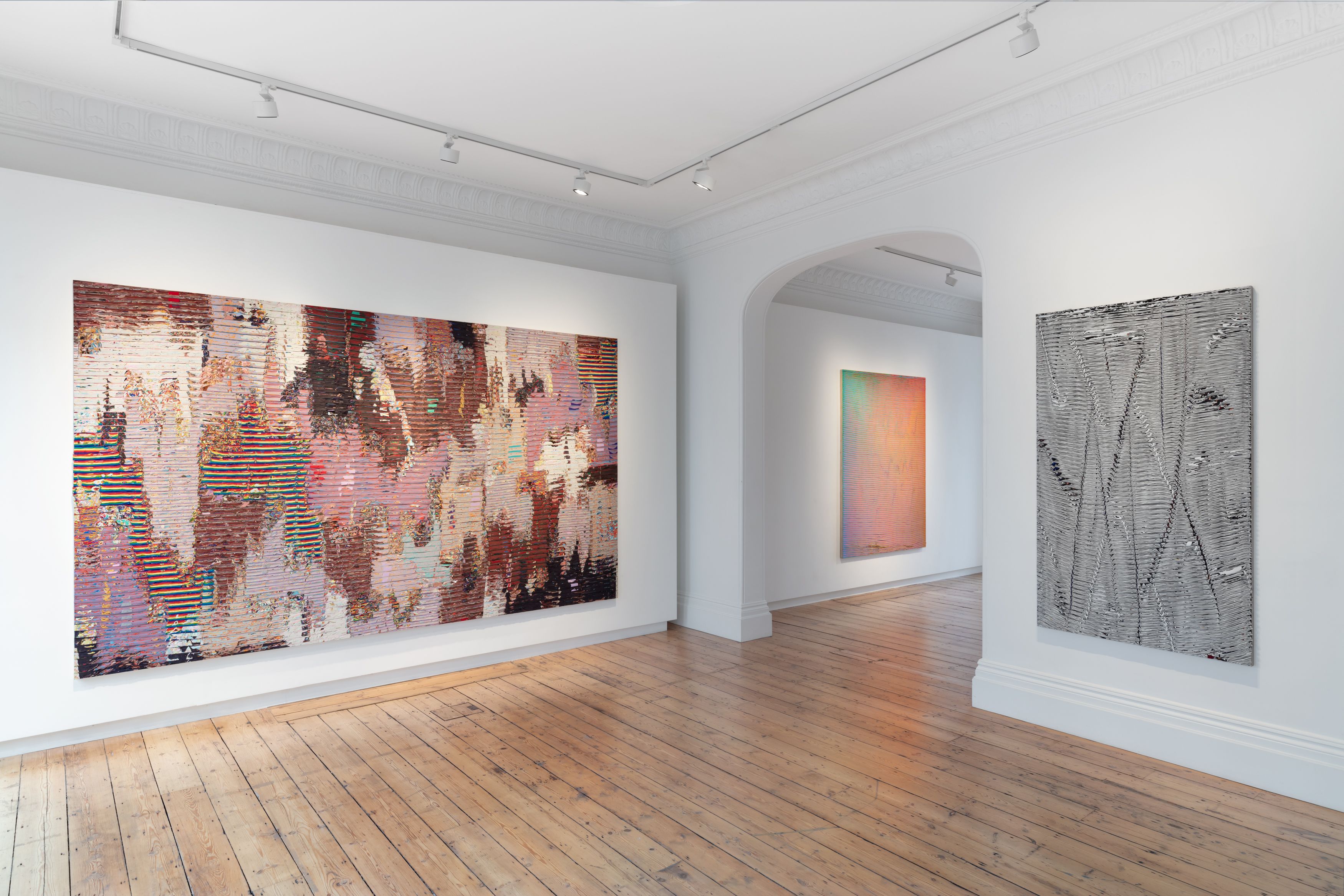 Installation view of Loriel Beltrán artworks