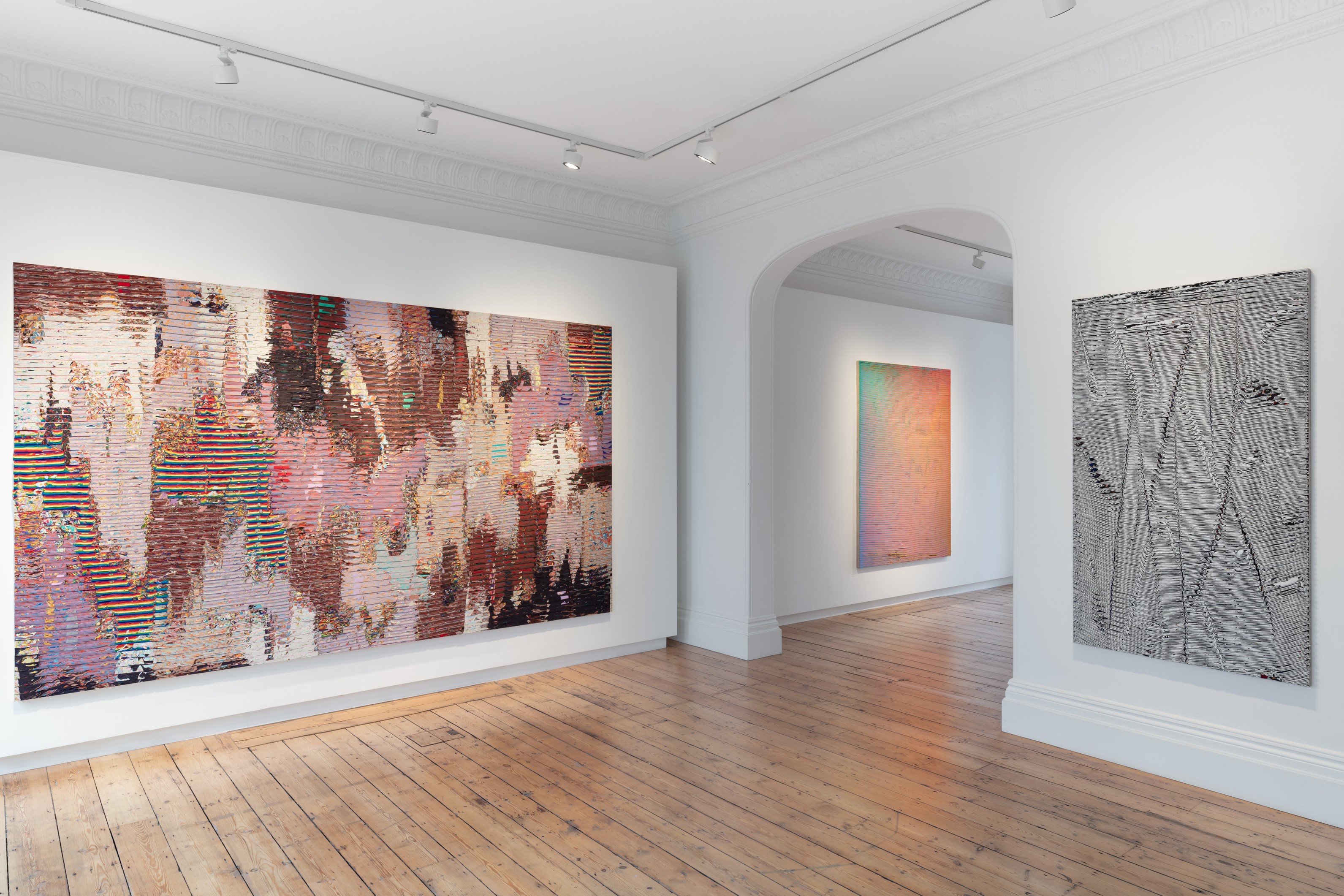 Installation view of Loriel Beltrán artworks