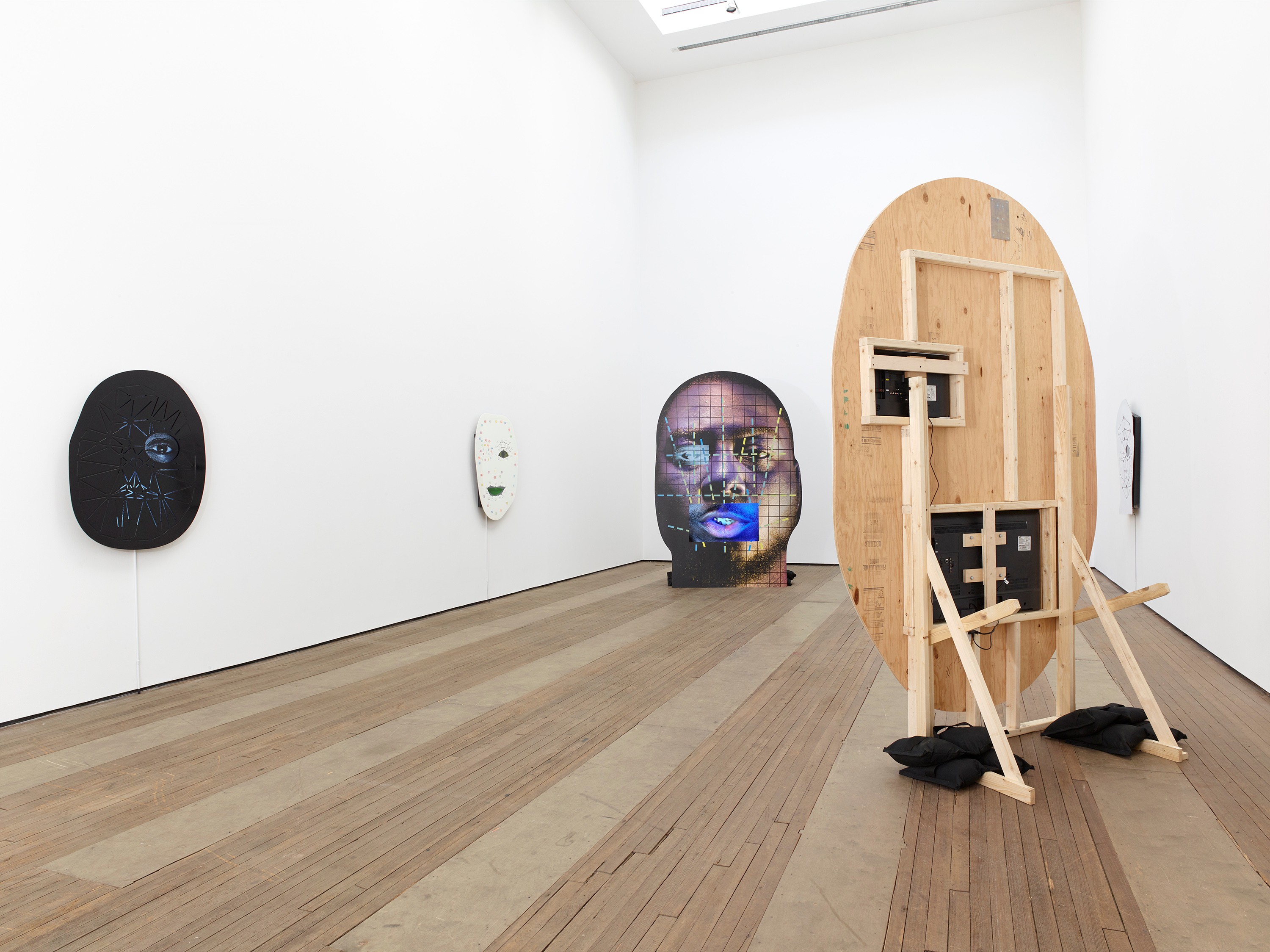 Installation view of Tony Oursler at Lehmann Maupin New York