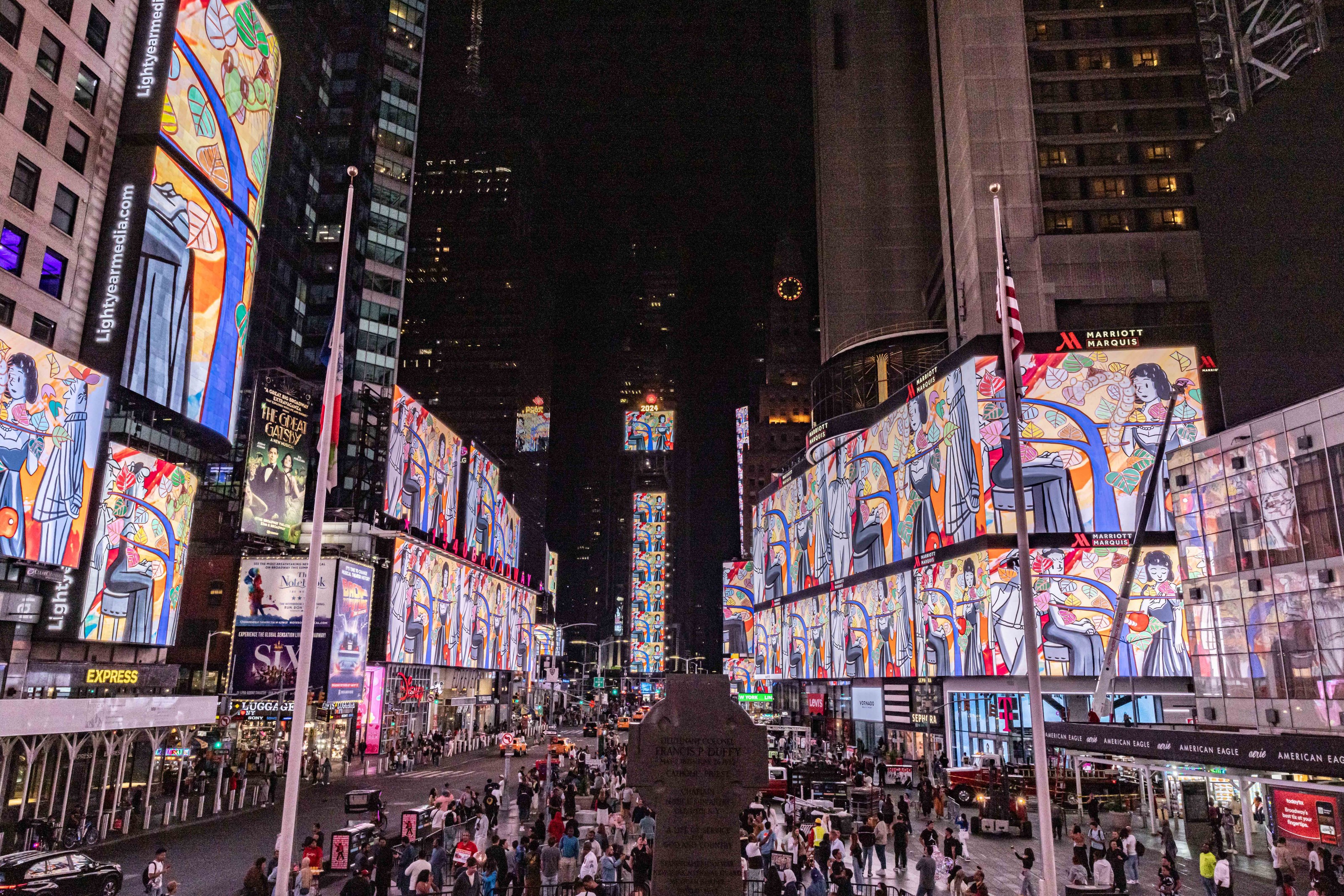 Installation view of David Salle in Times Square