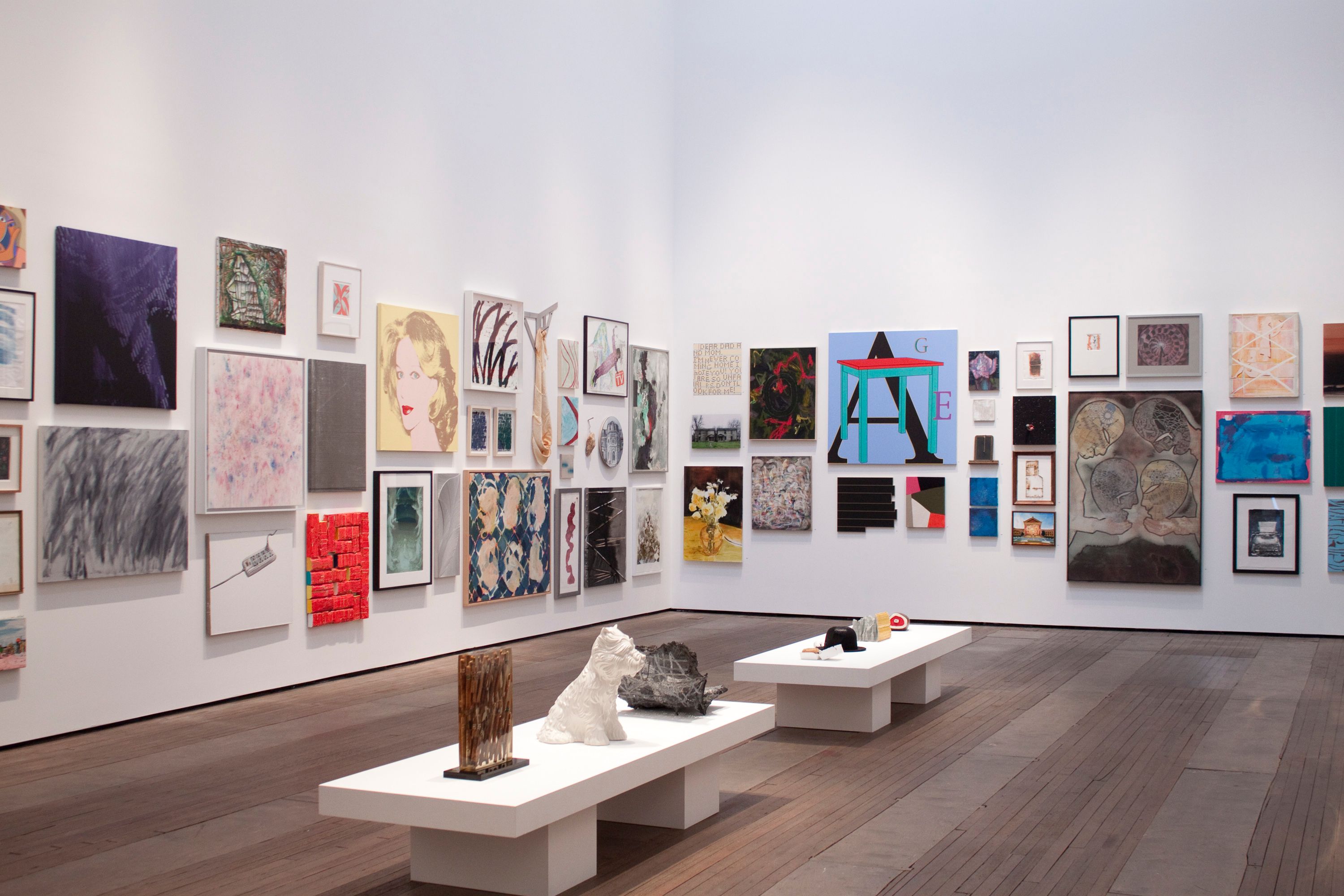Installation view of Painting and Sculpture: FCA Benefit Exhibition at Lehmann Maupin New York