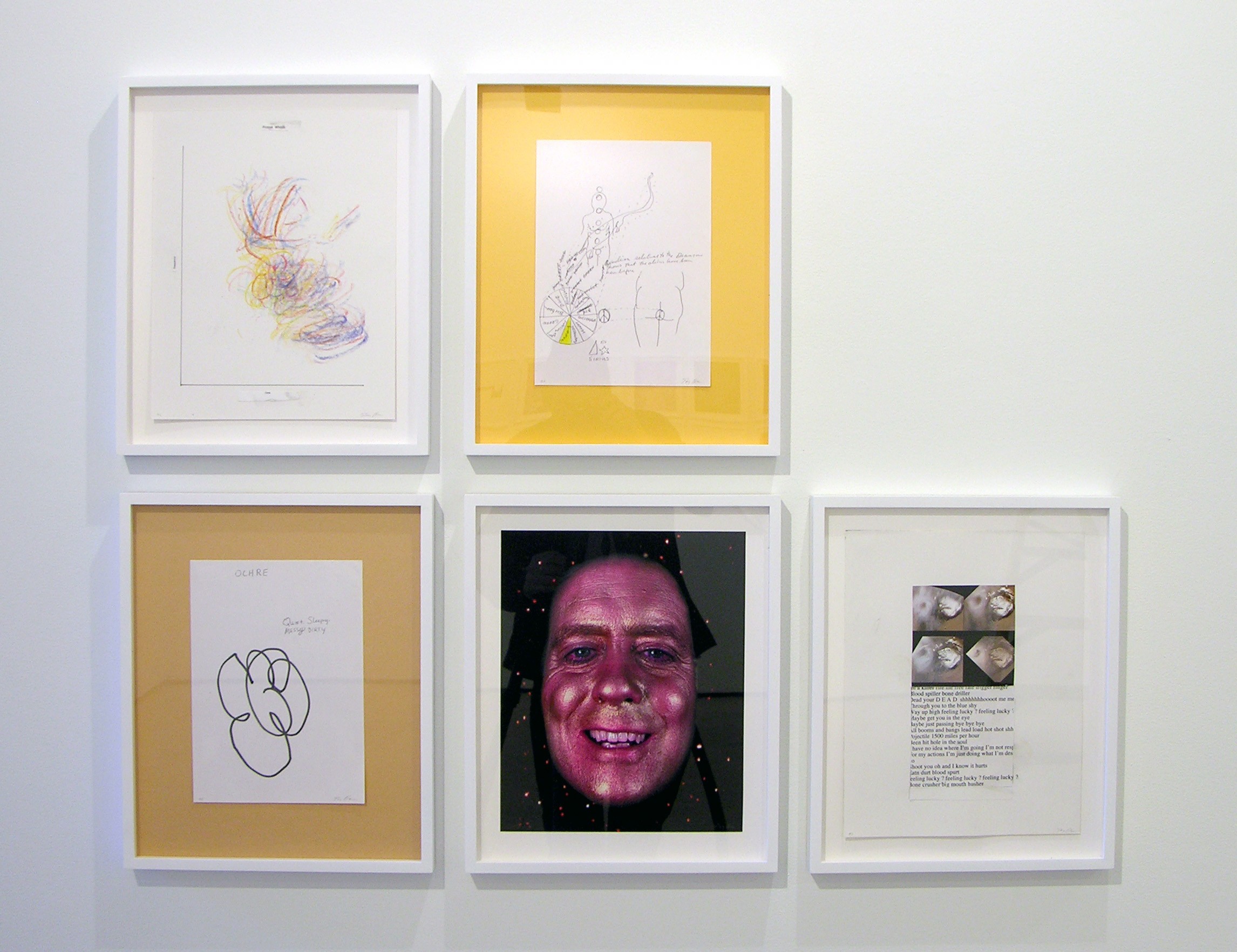 Paper works by Tony Oursler