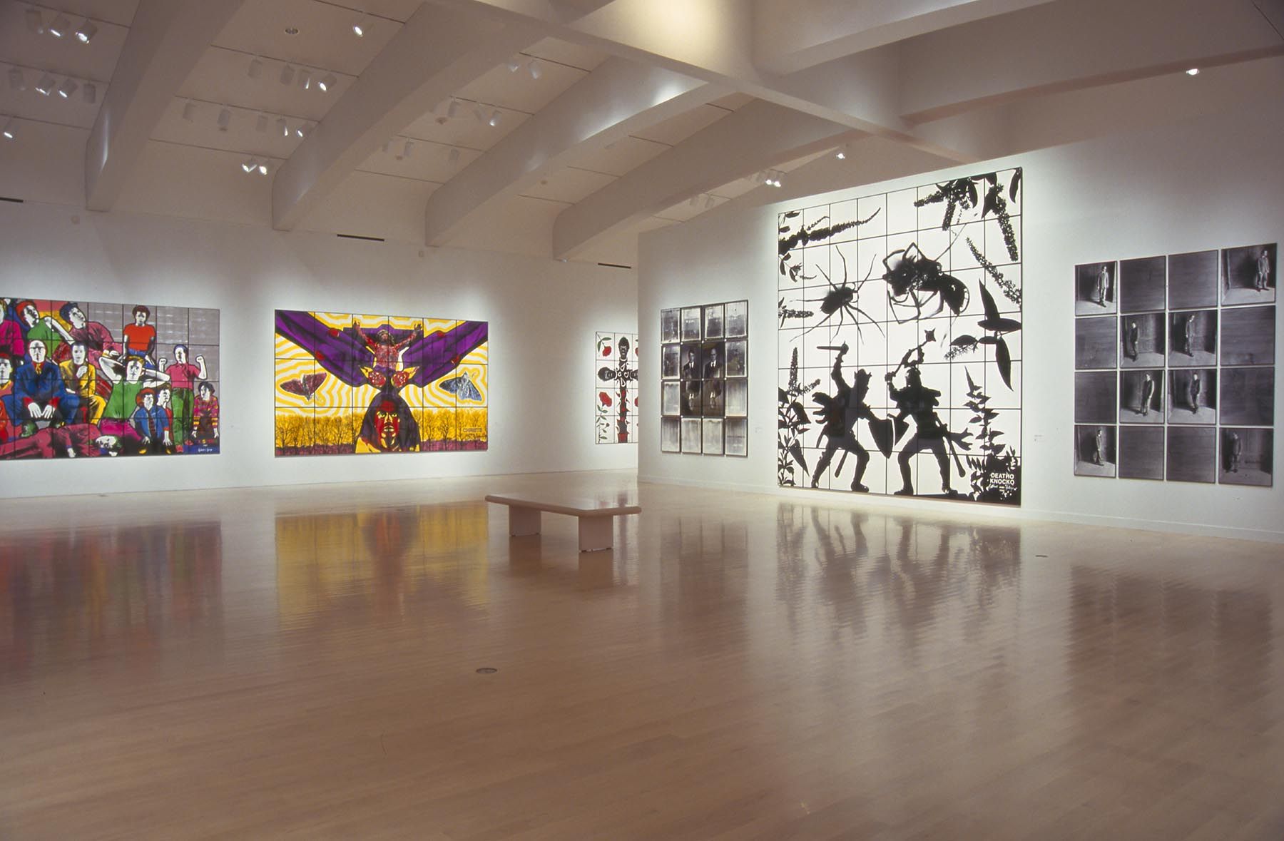 Installation view of Gilbert & George: Major Exhibition at Milwaukee Art Museum