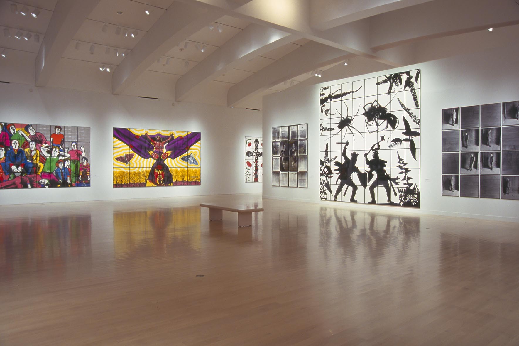 Installation view of Gilbert & George: Major Exhibition at Milwaukee Art Museum