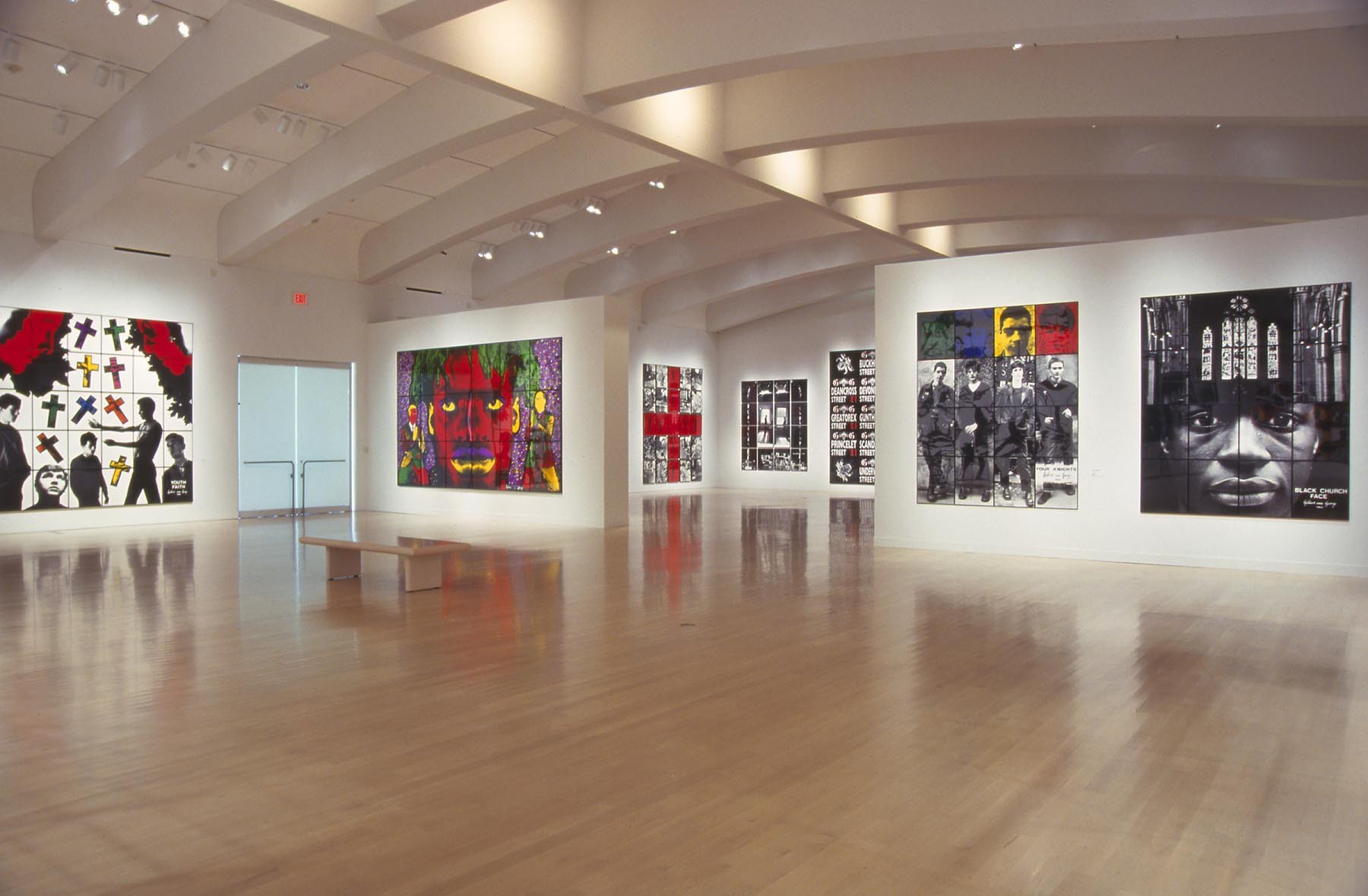 Installation view of Gilbert & George: Major Exhibition at Milwaukee Art Museum