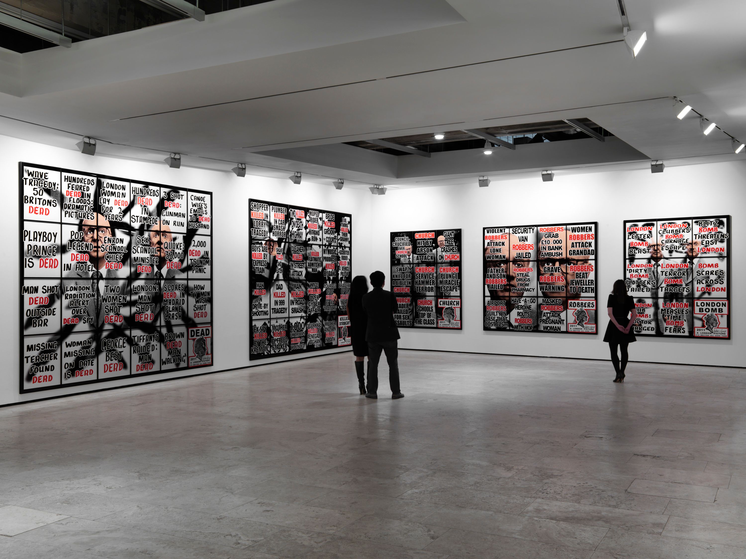 Installation view of London Pictures at Lehmann Maupin New York