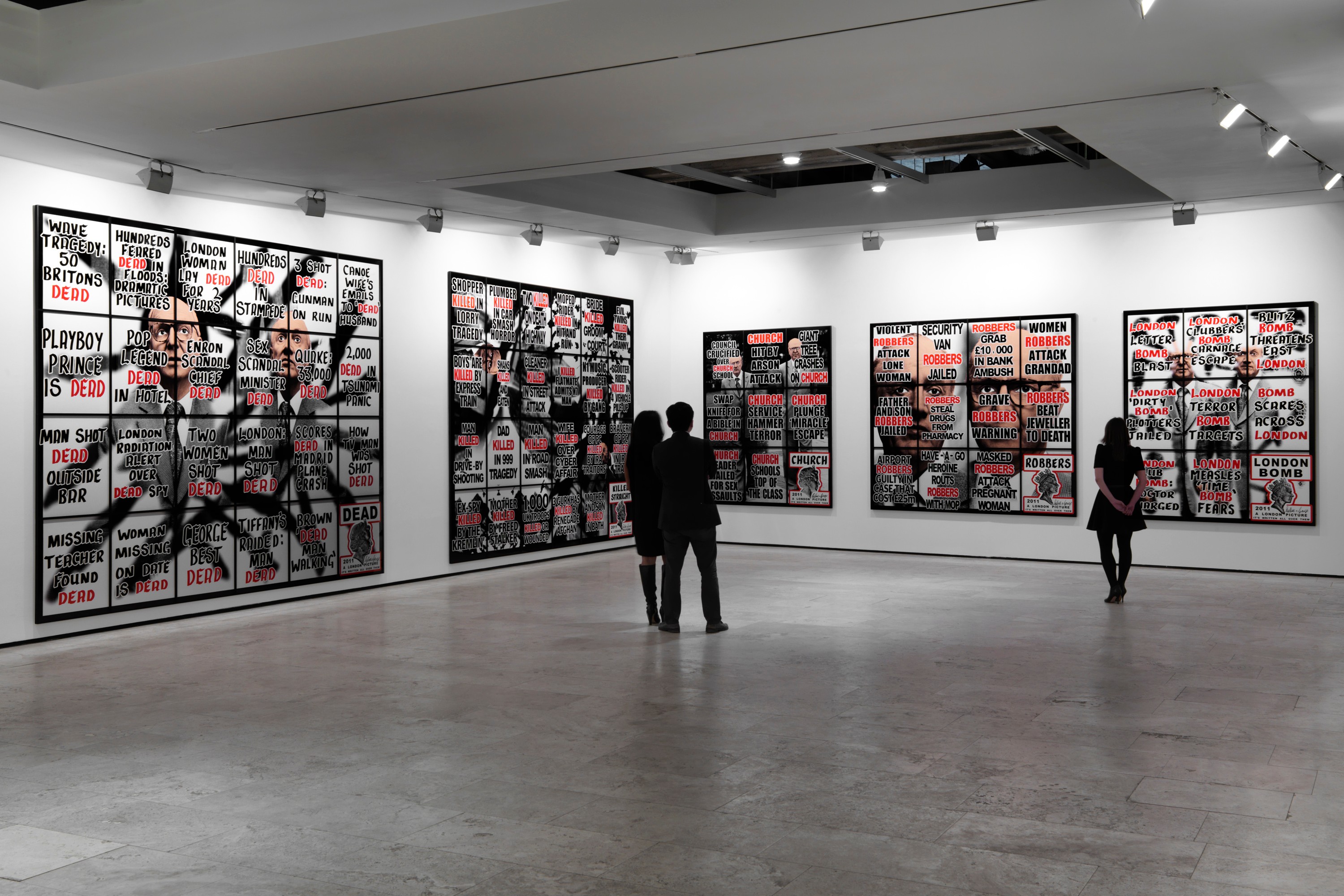 Installation view of London Pictures at Lehmann Maupin New York