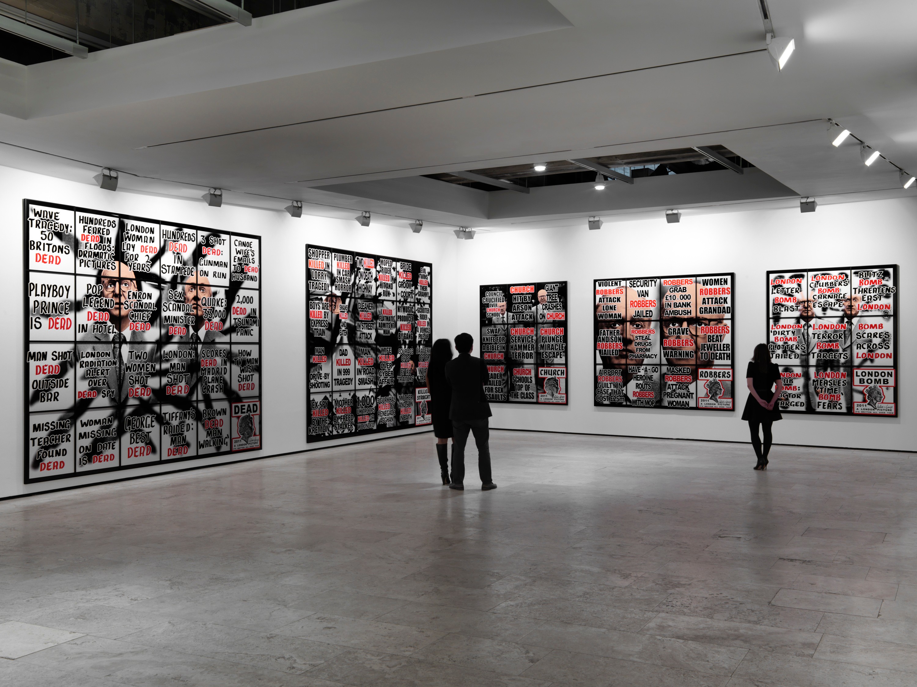 Installation view of London Pictures at Lehmann Maupin New York