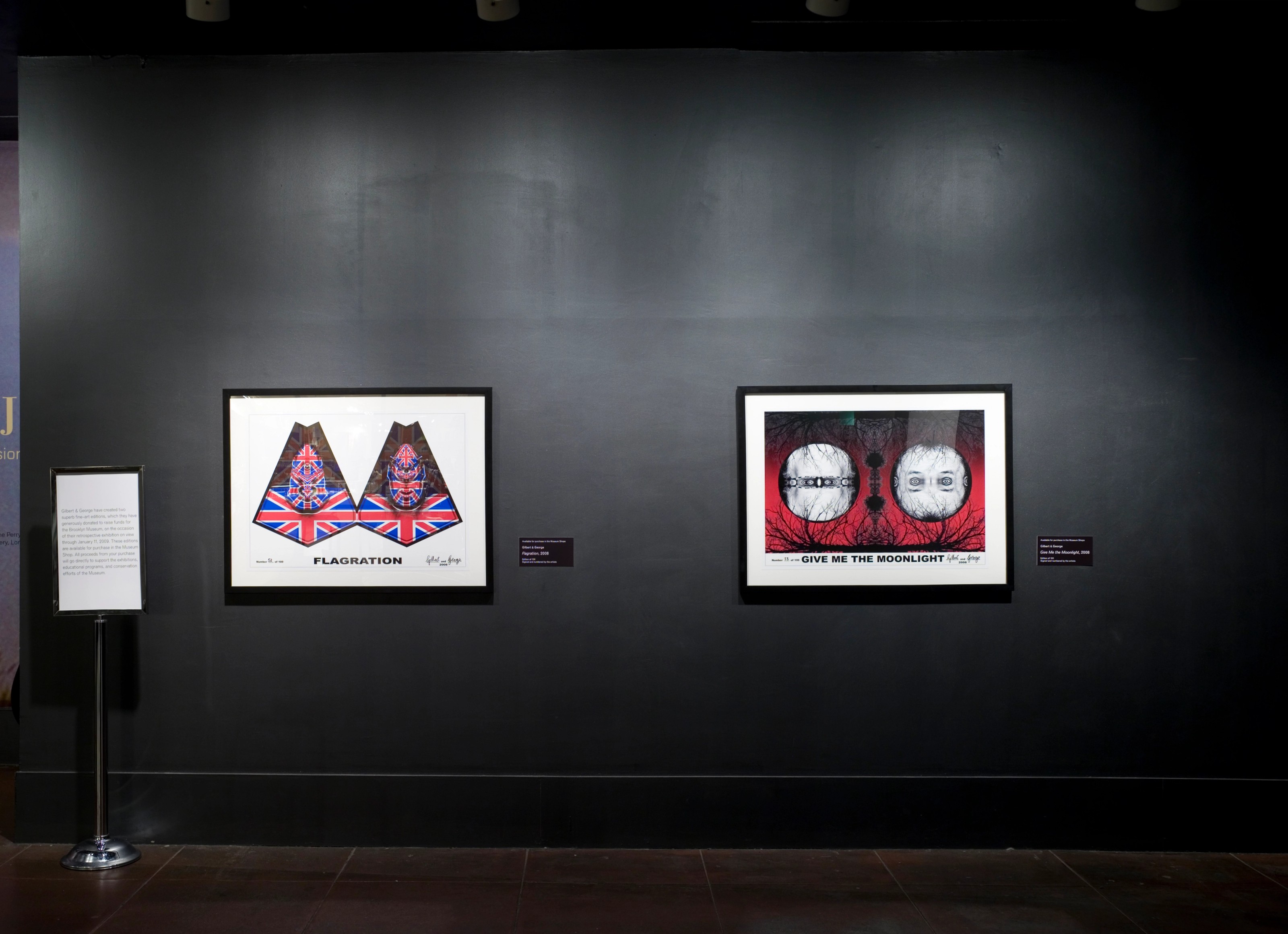Installation view of Gilbert & George at The Brooklyn Museum