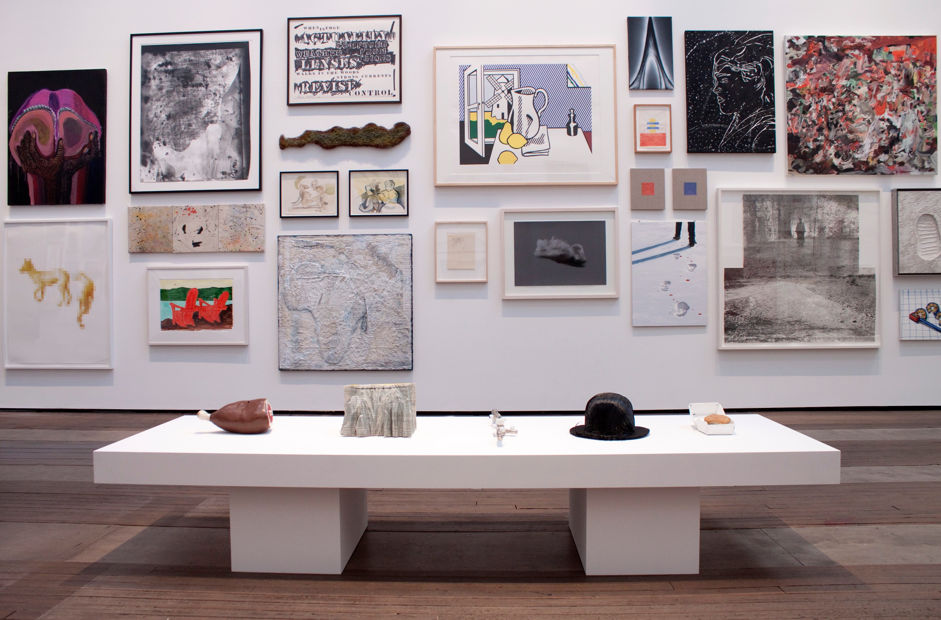 Installation view of Painting and Sculpture: FCA Benefit Exhibition at Lehmann Maupin New York