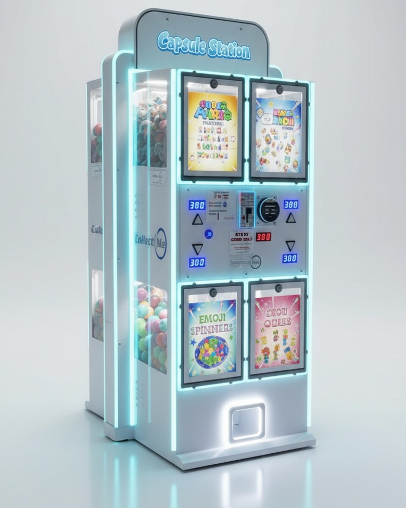 Colorful collection of collectible toys from TVM vending machines