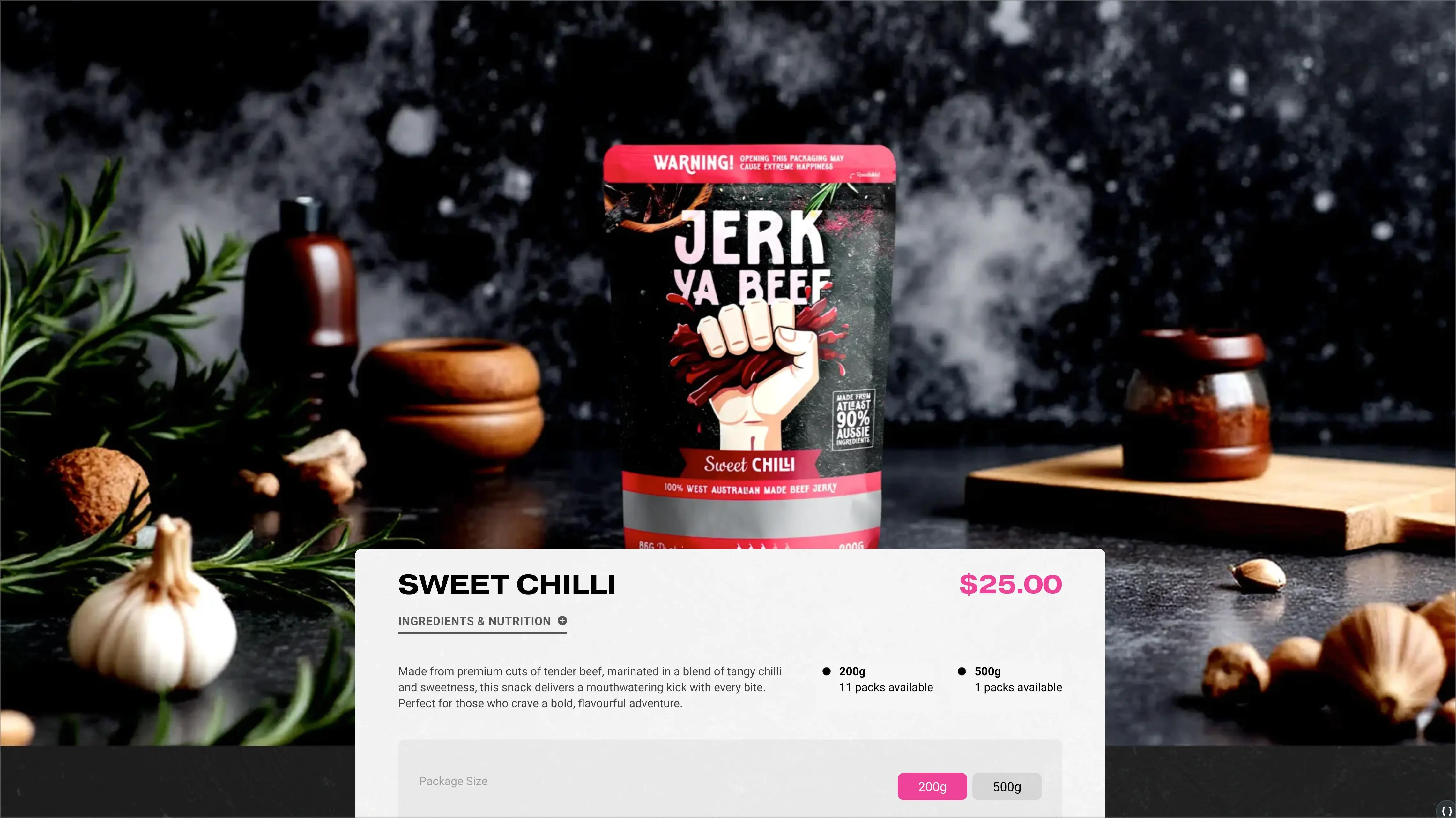 web design sweet chilli product page