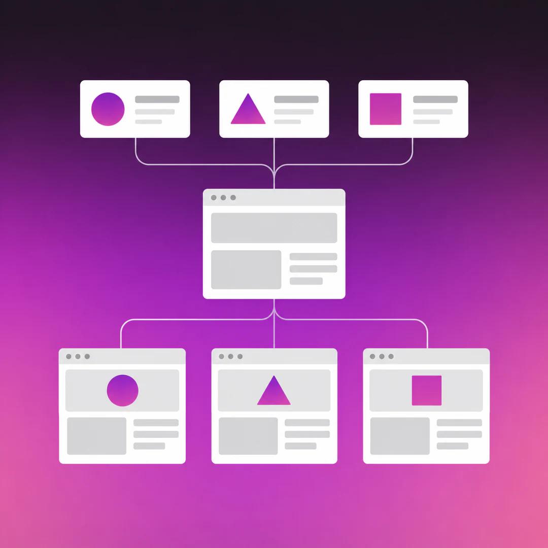 Three project records share one page layout and become three separate project pages.