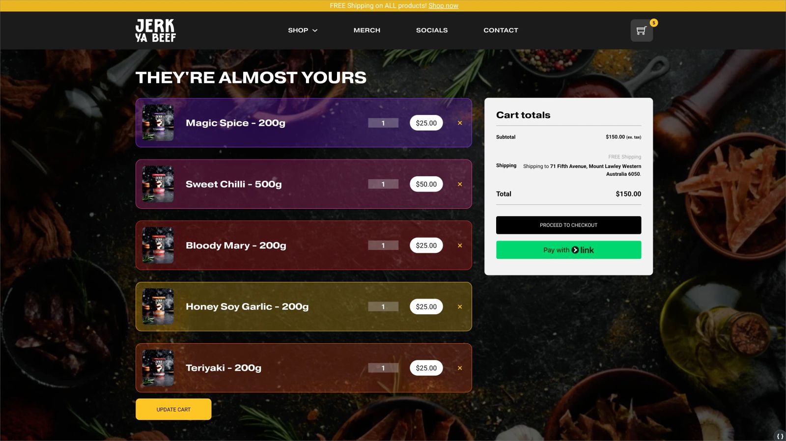 Cart page web design