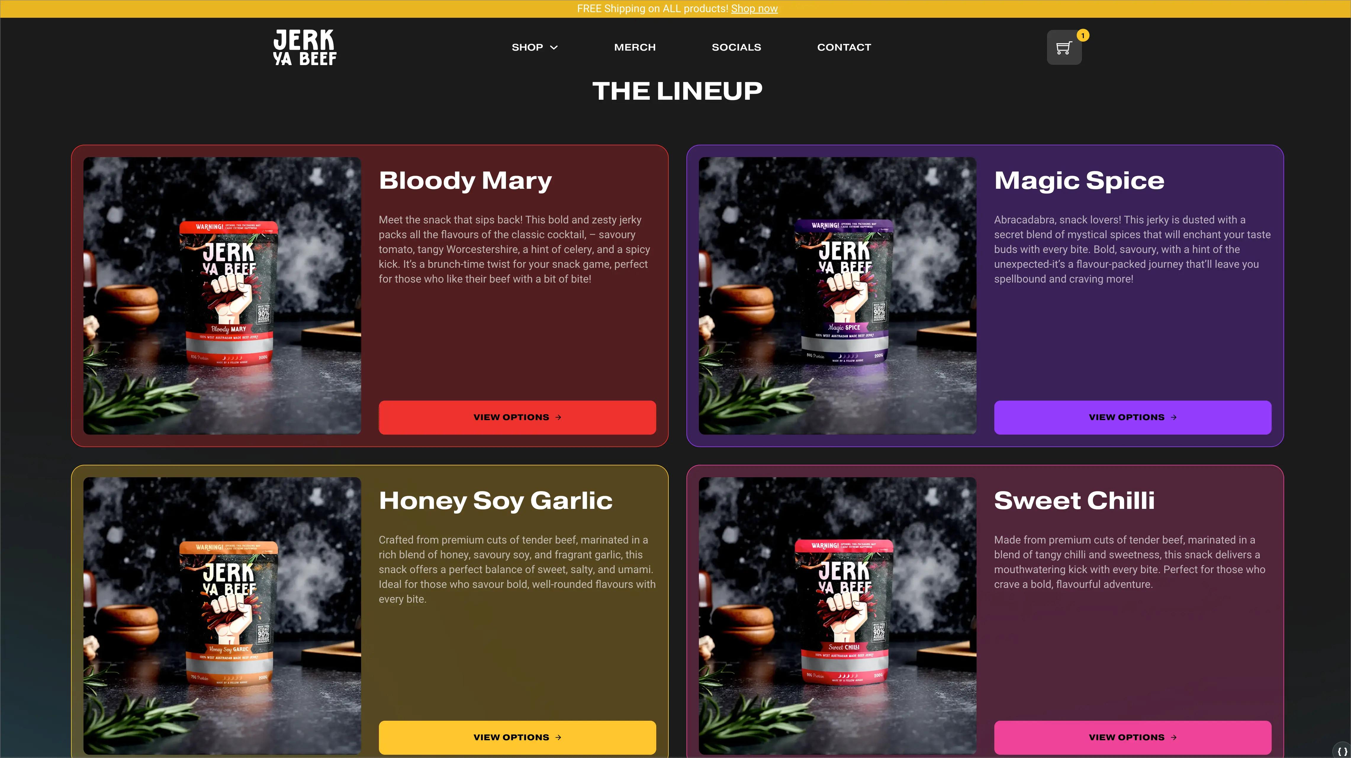 Shop page web design