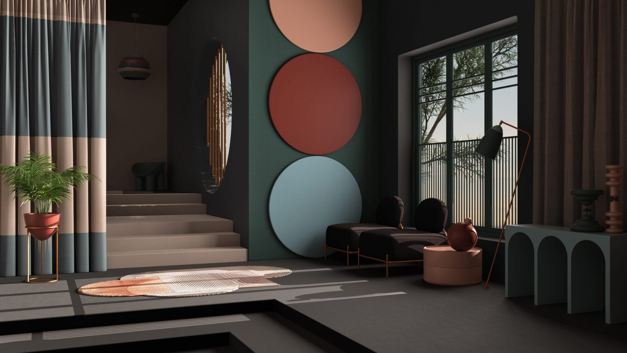 Colour drenching beautiful home hallway