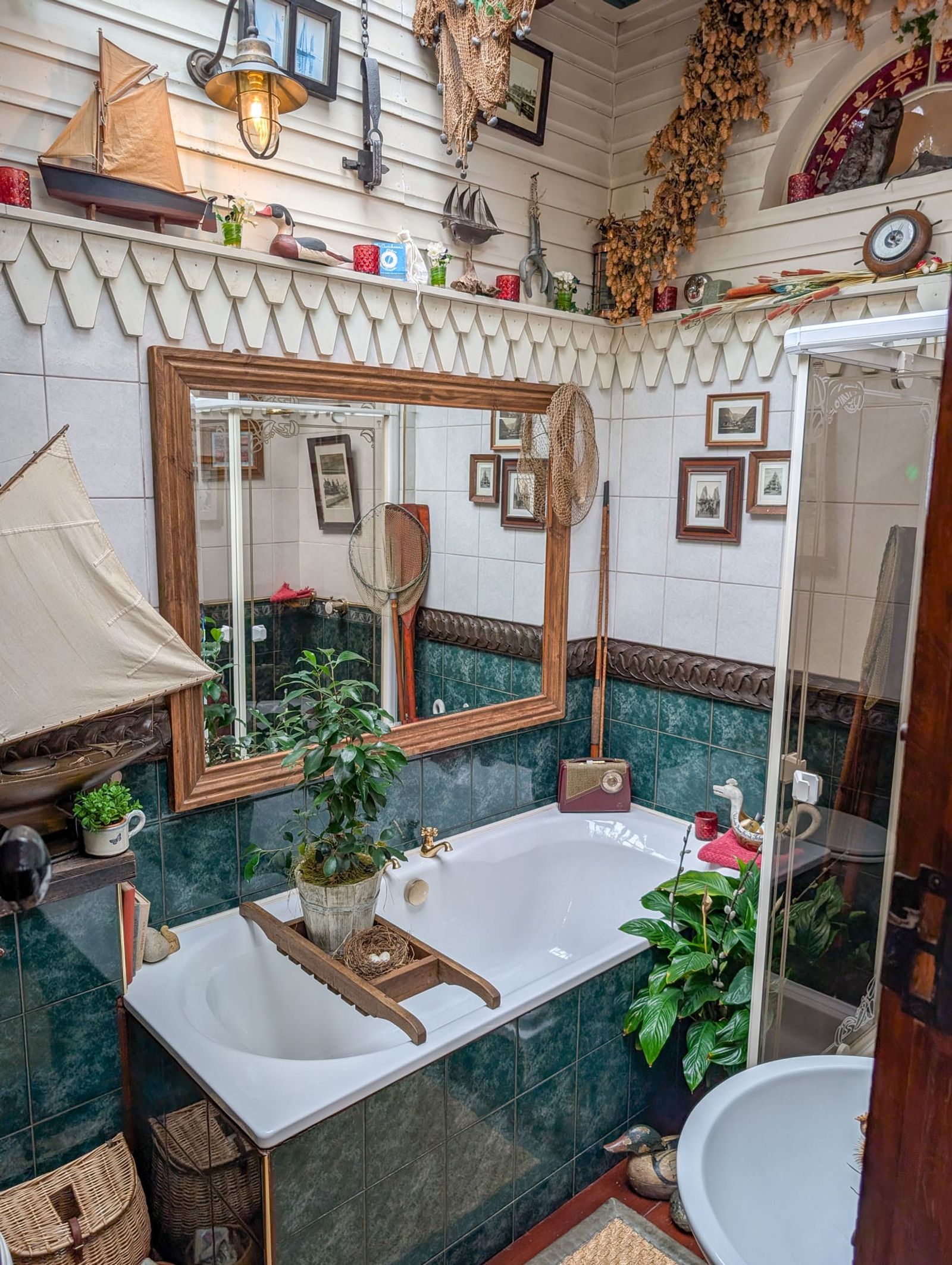 The Norwegian boathouse-inspired bathroom at Talliston House and Gardens.
