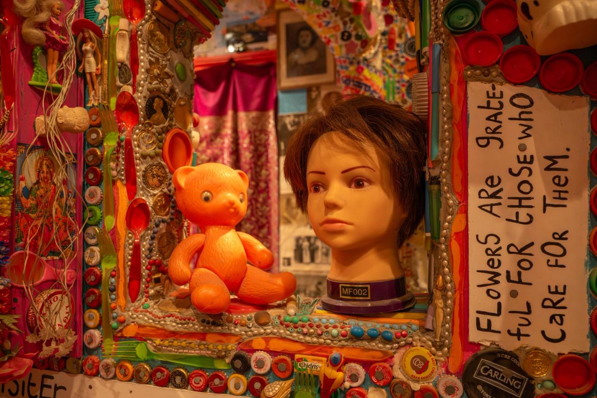 Found objects and memory boards inside the House of Dreams Museum by Stephen Wright.