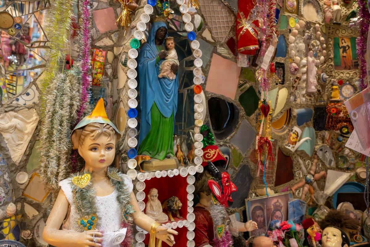 Found objects and memory boards inside the House of Dreams Museum by Stephen Wright.